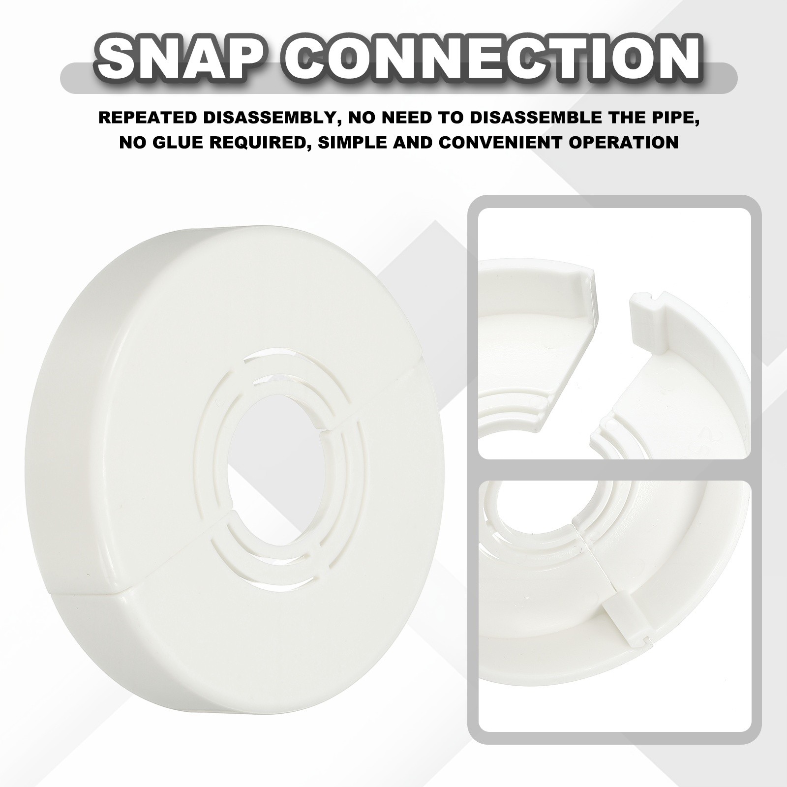 4pcs Wall Split Flange 0.59" Plastic Round Split Flange Pipe Cover, White