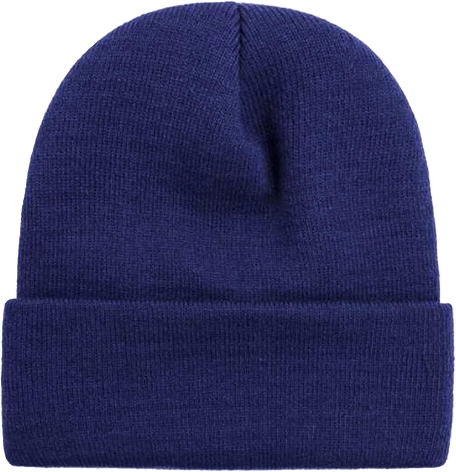 ZOORON 1 & 2 Packs Beanie for Men Women Warm Winter Hats Acrylic Knit Navy