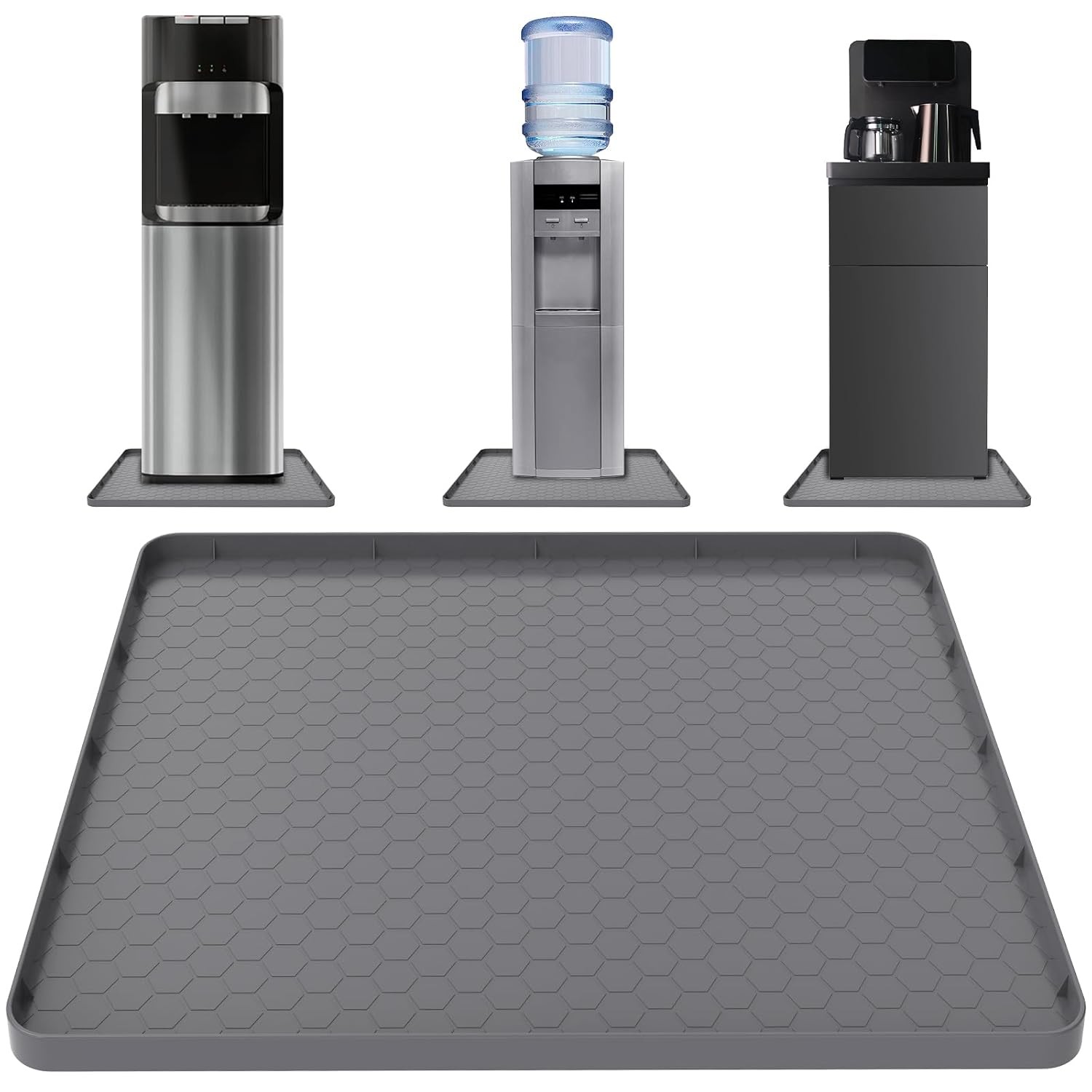 Water Cooler Mat - (22" x 19") Non-Slip Water Cooler Dispenser Mat with Raised E