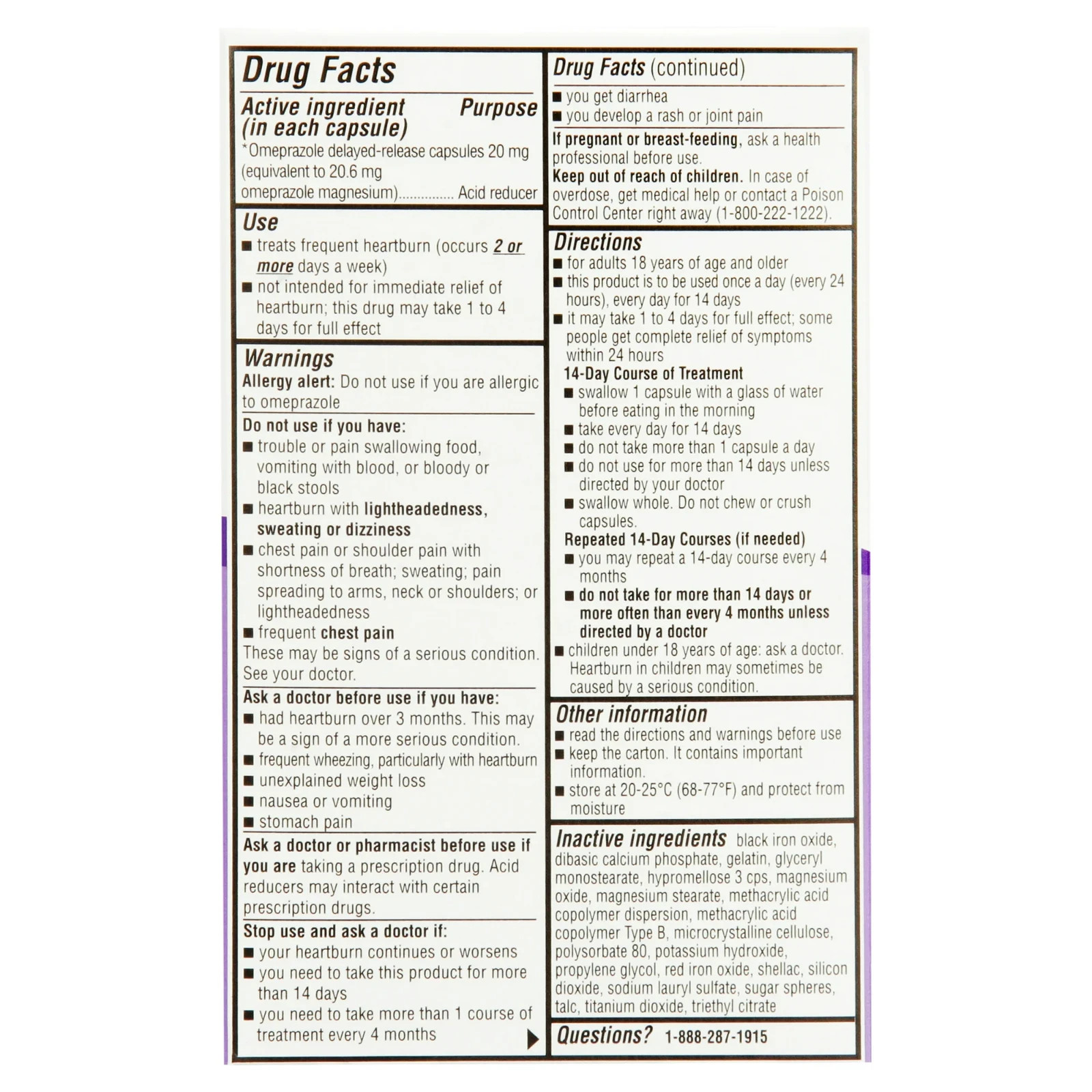 Equate Omeprazole Delayed-Release Acid Reducer Capsules, 20 mg, 42 Count
