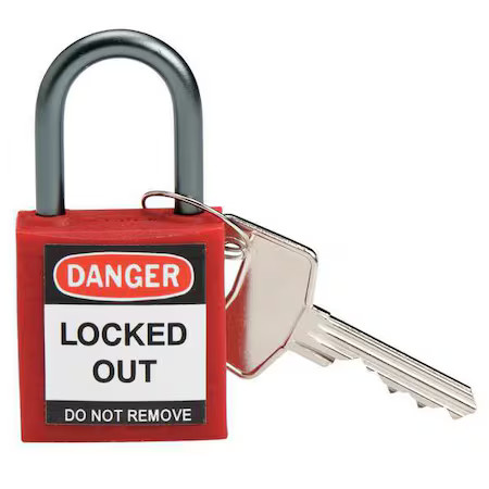 Brady 118953 Lockout Padlock, Keyed Alike, Nylon, Red, 1 In Shackle Height, 1