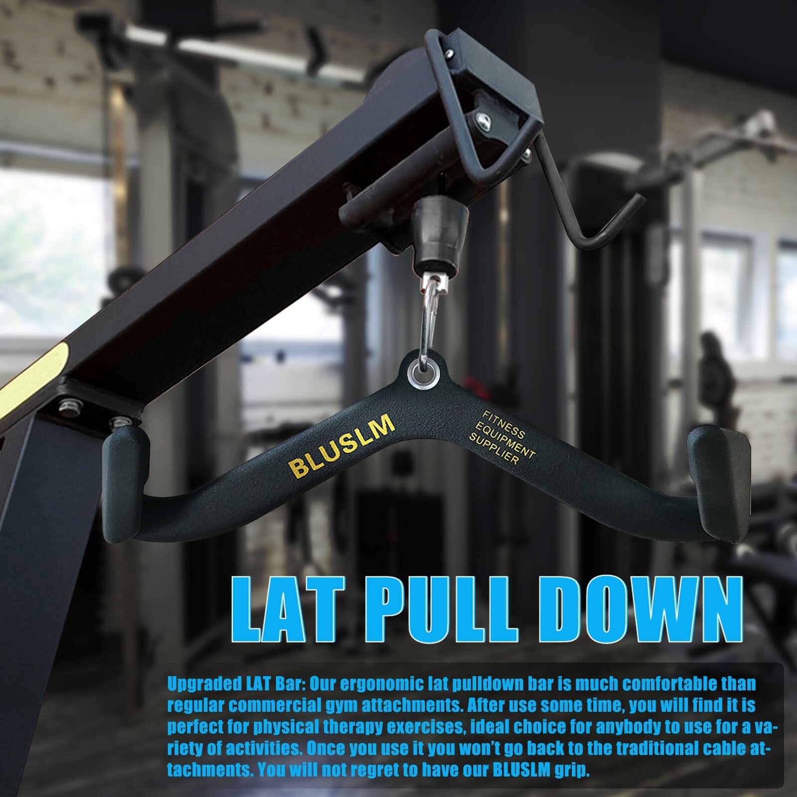 LAT Pull Down Bar for Cable Machine Pulldown T Bar V Bar Cable Attachments BL05