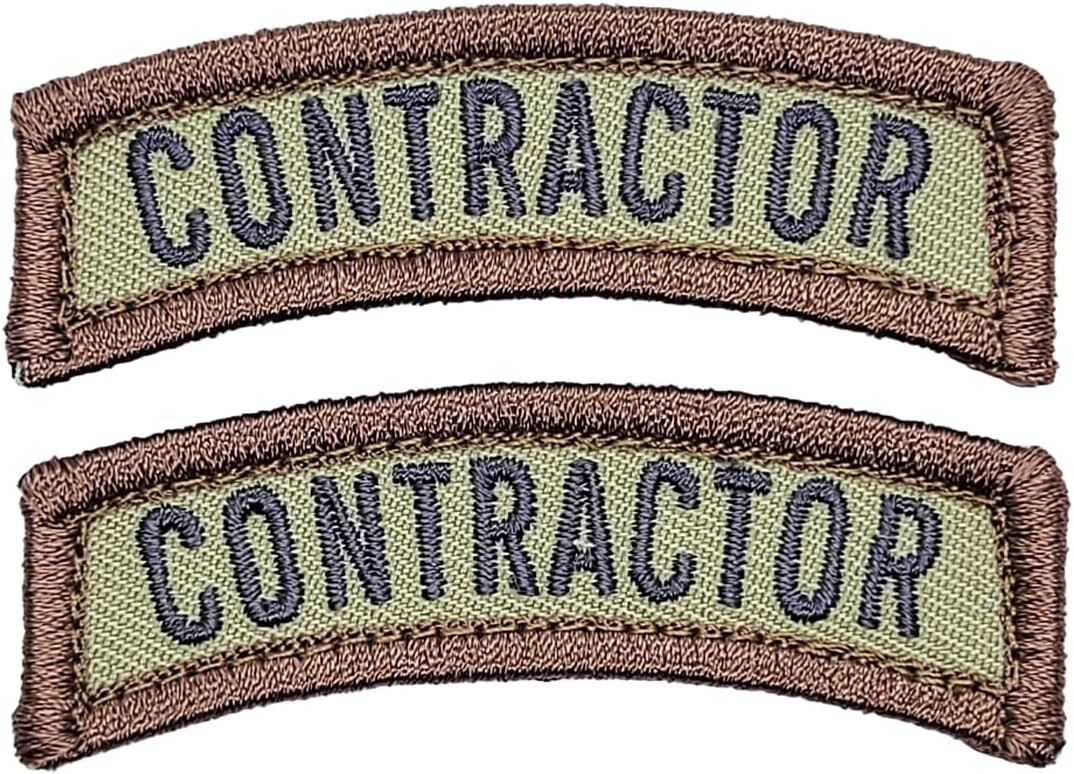 Contractor Rocker Tab Morale Patch  -2pc Bundle HOOK BACKING