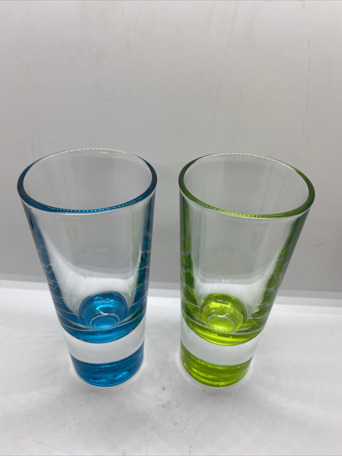 Set Of 2 Crisa Libbey 5.25” Barware Glasses Blue And Green