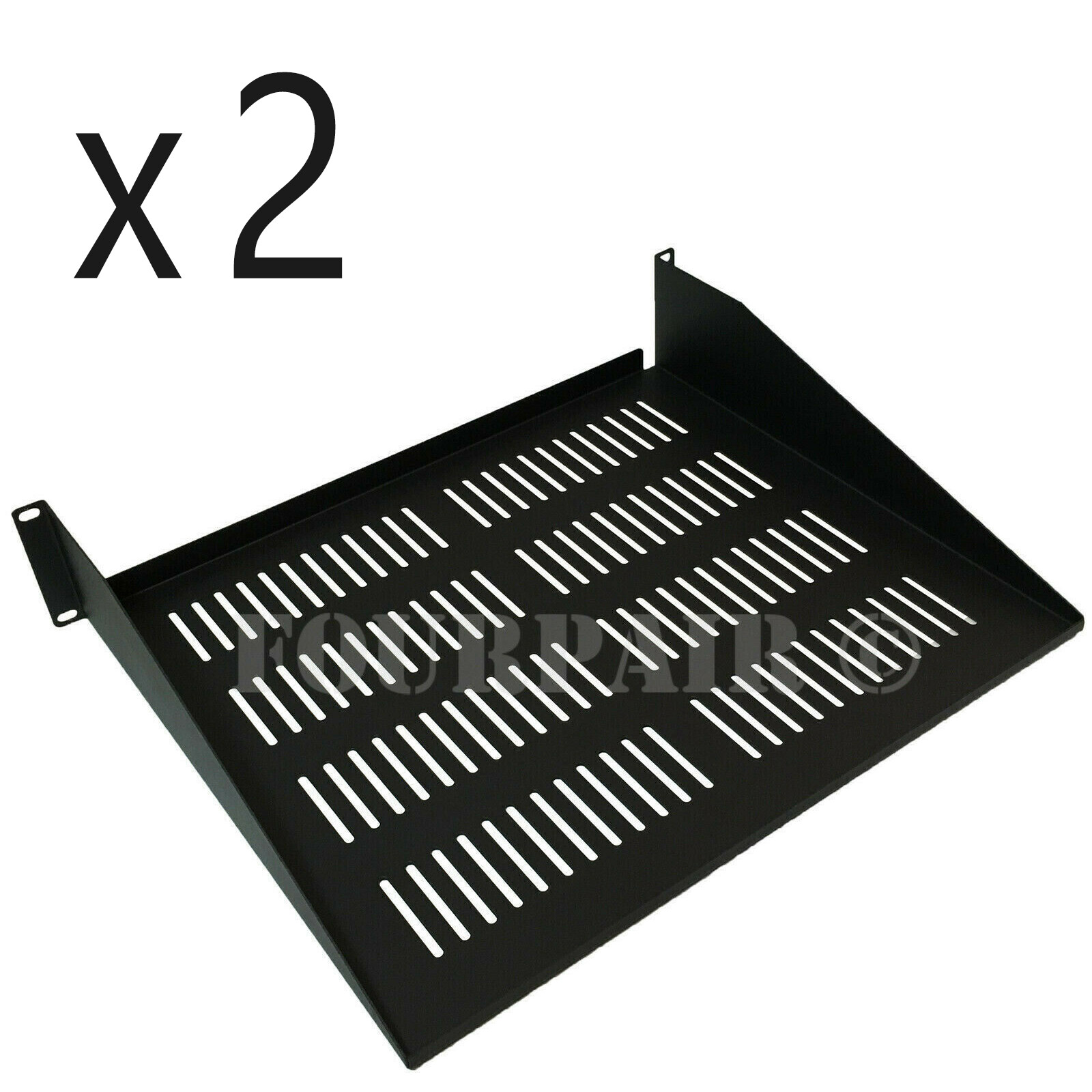2 Pack - 19" 2U Cantilever Data Server Network Rack Mount Vented Shelf 15" Deep