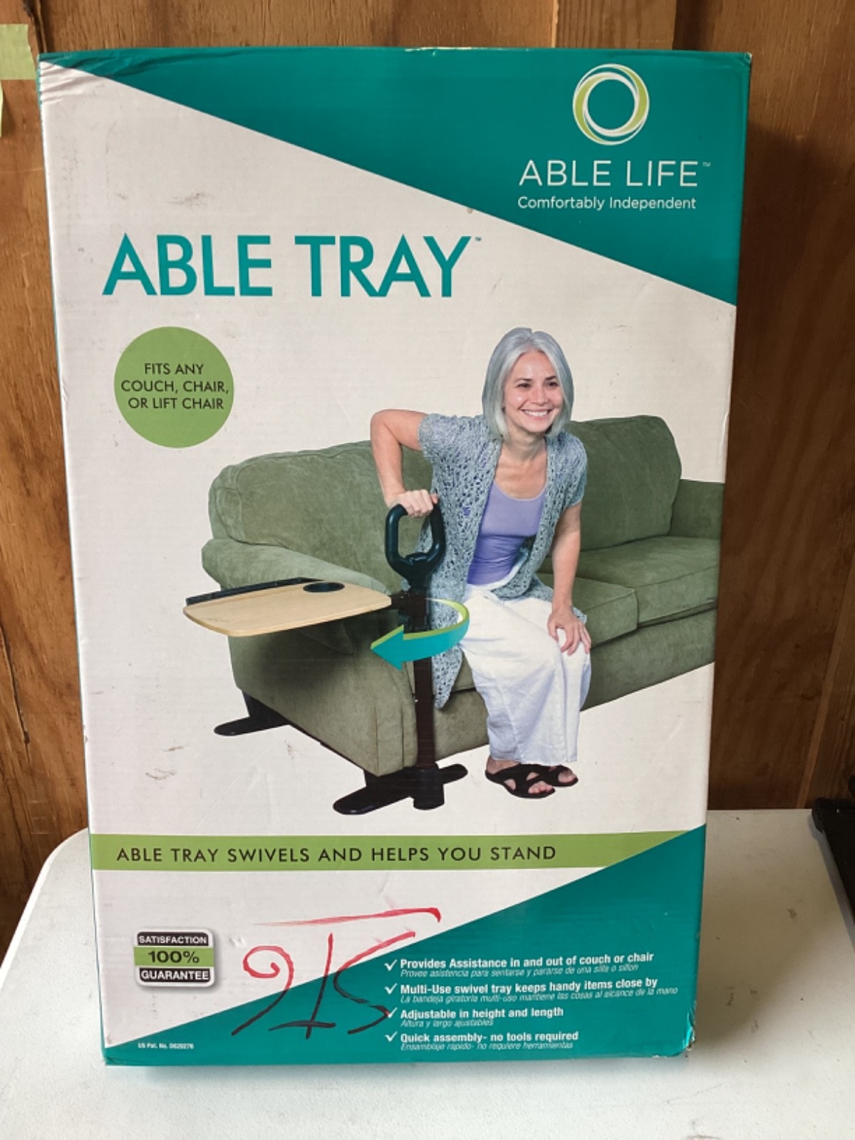 Able Tray Table Adjustable Swivel TV Tray Laptop Table w/ Stand Assist Seniors