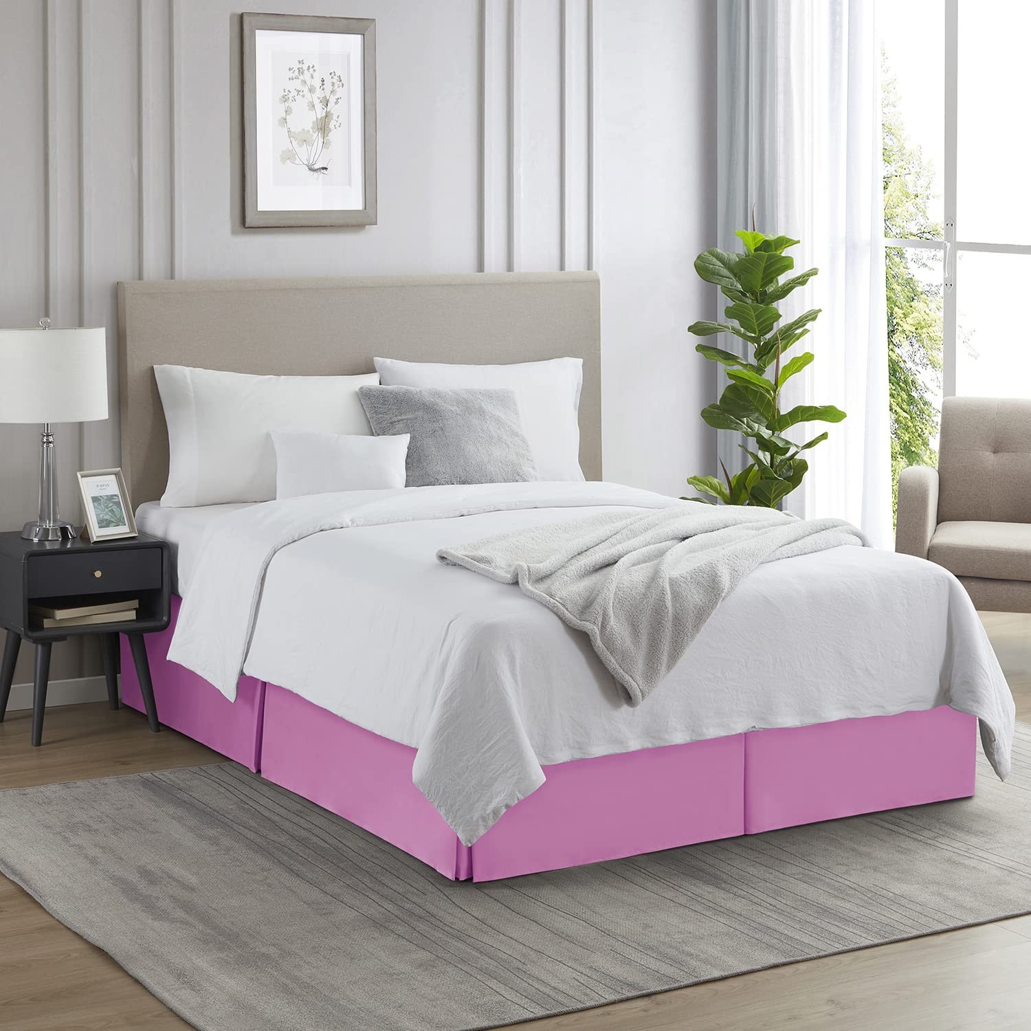 Nestl Light Pink Bed Skirt King Size - King, 23 -