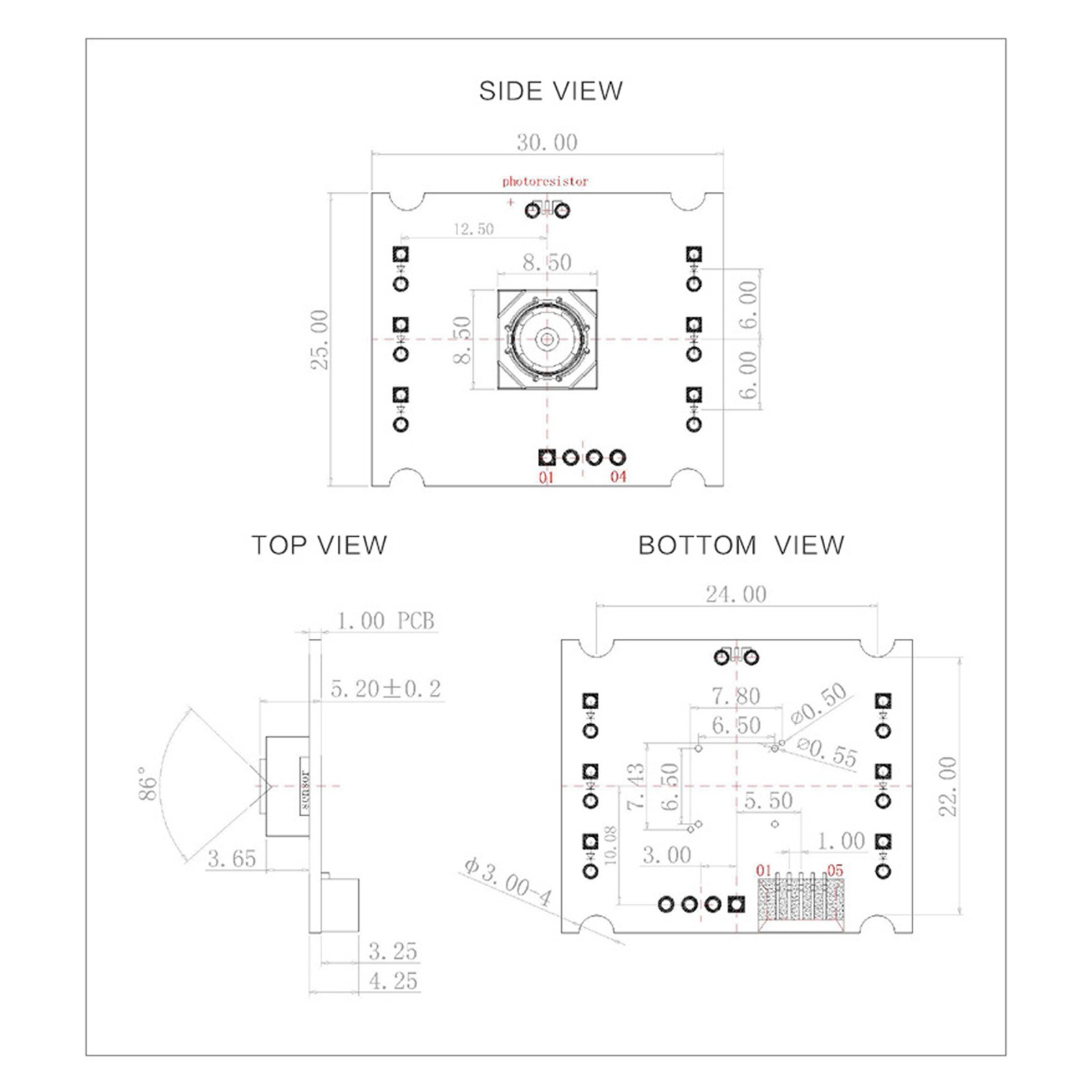 USB Camera Module 2MP High Definition 75° View Angle Manual Industrial