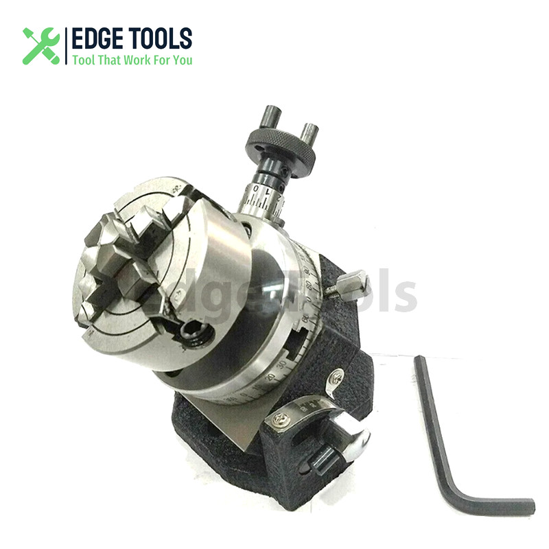 3" 75 mm Tilting Rotary Table with 70 mm 4 Jaws Independent Chuck Back Plate