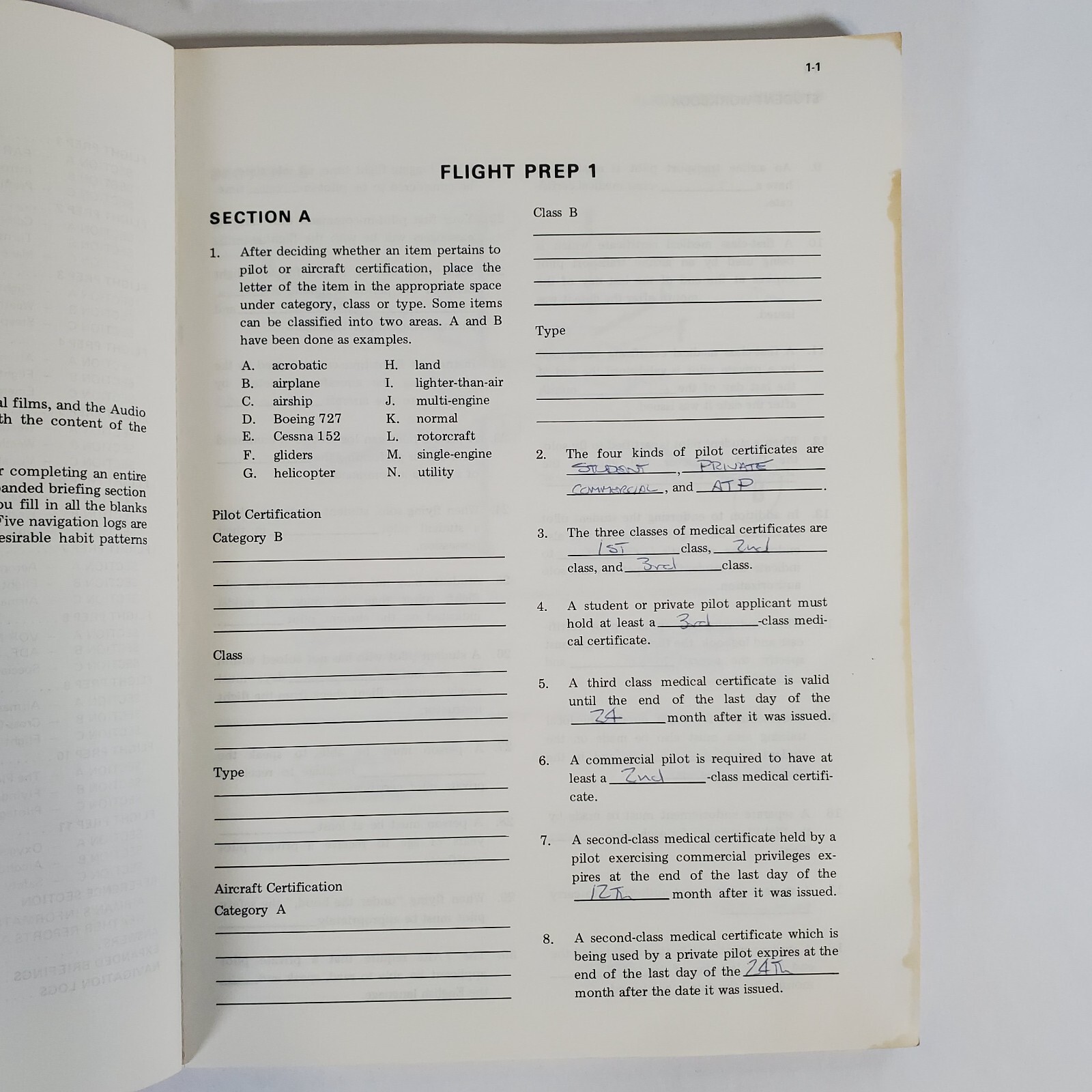 Cessna Integrated Flight Training System Private Pilot Workbook 1978 Flight Book