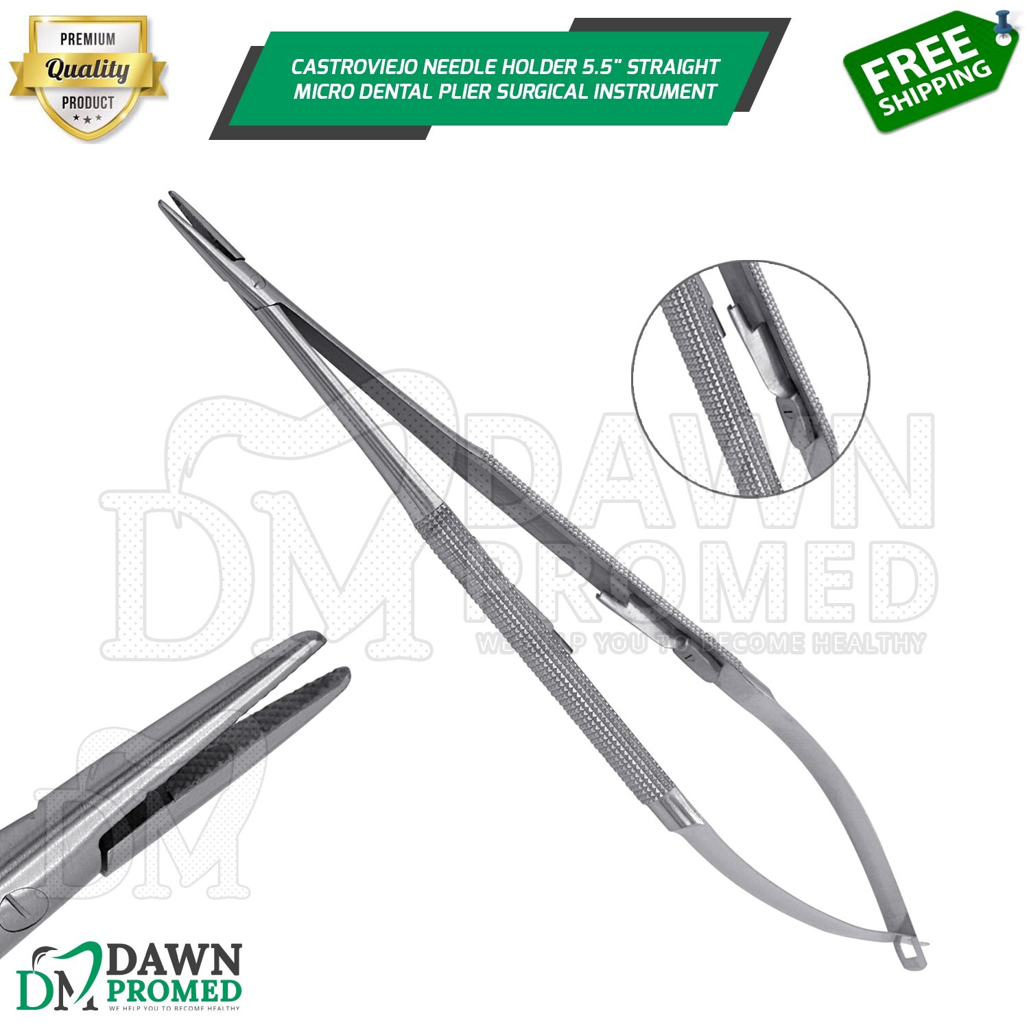 Castroviejo Needle Holder 5.5" Straight Micro Dental Plier Surgical Instrument