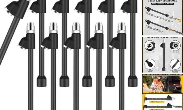 Pcs Dual Head Tire Air Chucks 1/4'' Fnpt Extended Reach Dual Head Air 10 Black