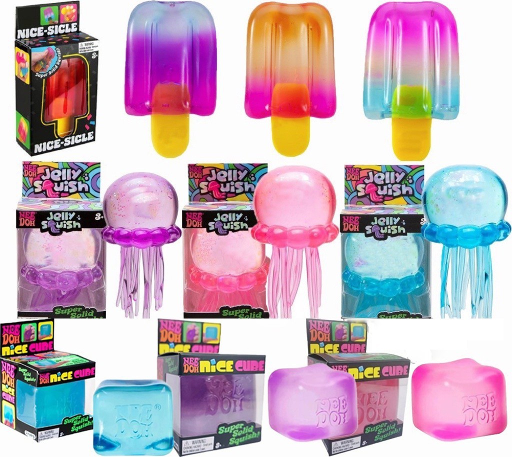 NeeDoh Jellyfish Jelly Squish/Nice Cube/ Ice Cream Nice-Sicle Squish Fidget Toy