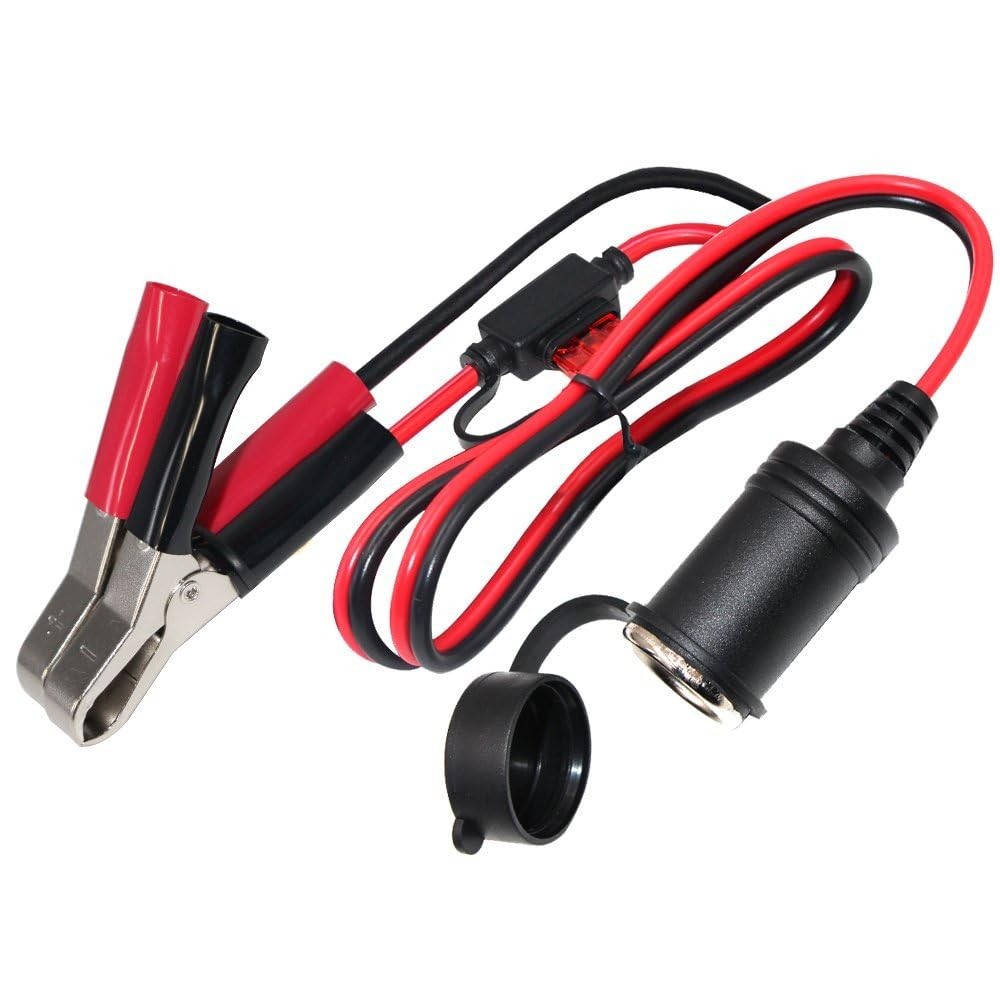 KUNCAN Cigarette Lighter Adapter - Female Socket to 12v Battery 1 PACK, Black