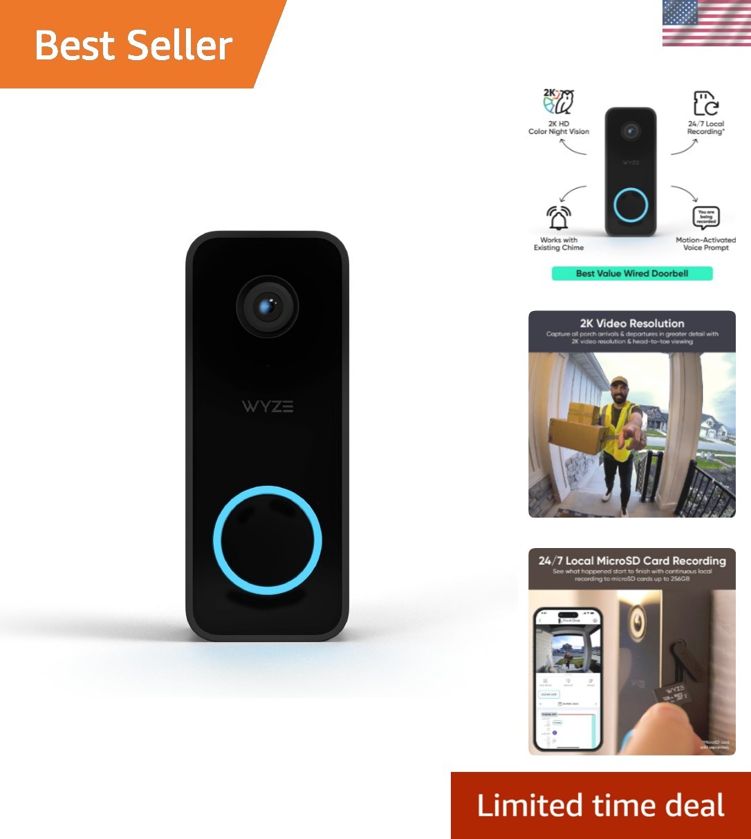 Smart Video Doorbell V2: 2K Resolution, Night Vision & Expert Setup Included
