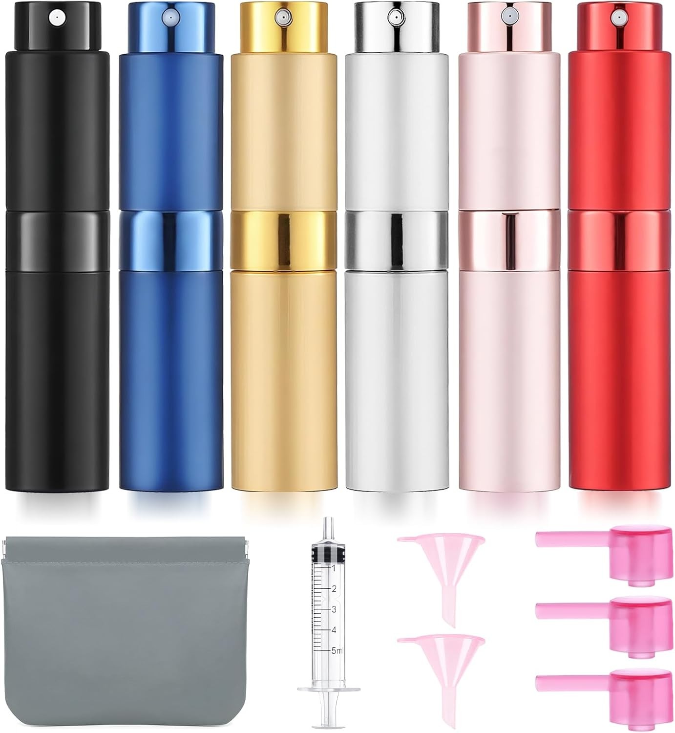 6 Pack 8ML Empty Perfume Atomizer Cologne Travel Spray Bottle | 6 Colors, Refill