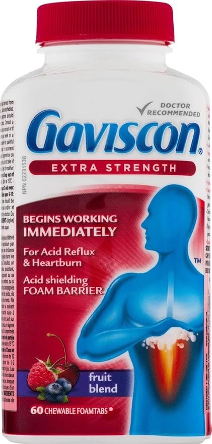 Gaviscon Strength Fruit Blend 60 chewable tablets Heartburn Relief FREE SHIPPING