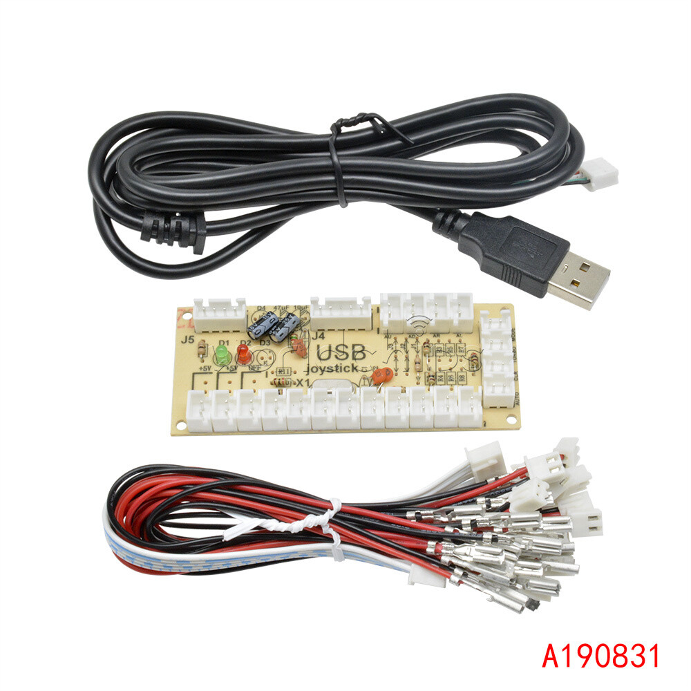 Zero Delay LED Arcade MAME Encoder USB To PC 5Pin Joystick PCB Module + Cables