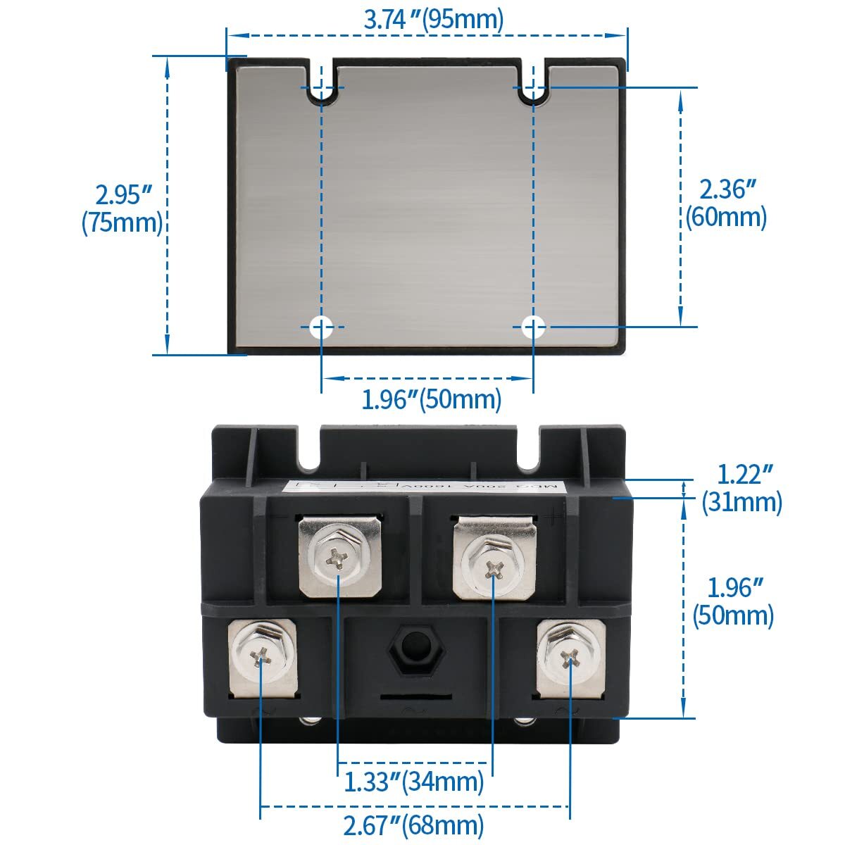 Baomain Bridge Rectifier 200A 1600V Full Wave Diode Module Single-Phase MDQ-200A