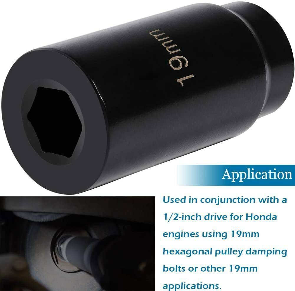 19mm Harmonic Balancer Impact Socket Pulley Damper Bolt Tool for Honda Engines