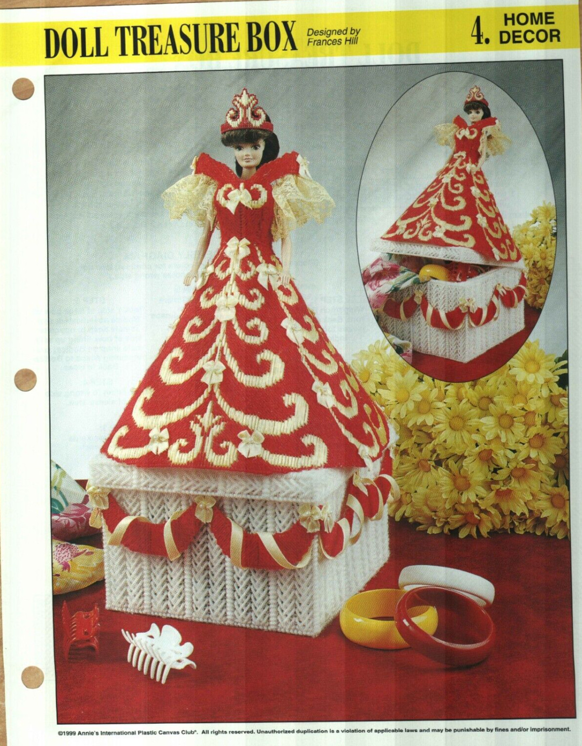 NEW DOLL TREASURE BOX FASHION DOLL ANNIE'S PLASTIC CANVAS PATTERN INSTRUCTIONS