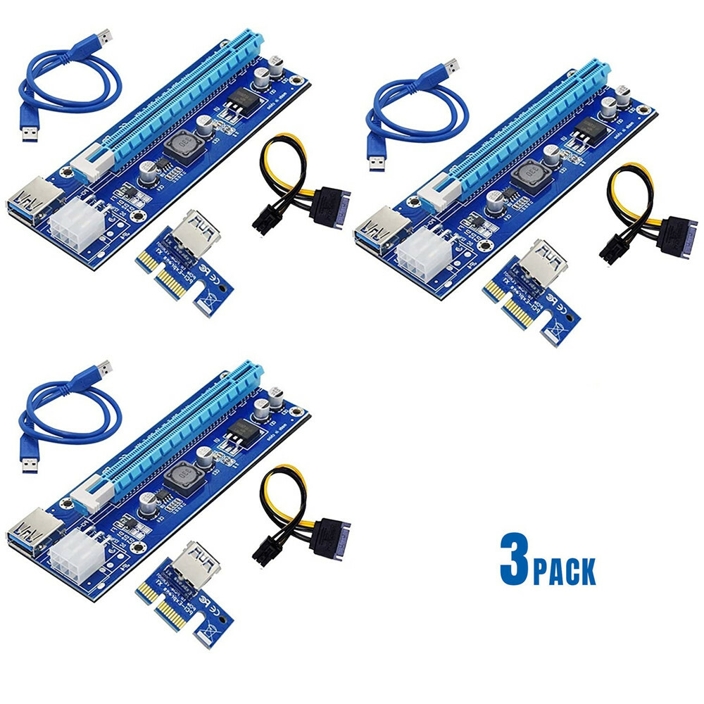 Ethereum PCI-E 1x to 16x Powered USB3.0 GPU Riser Extender Adapter Card VER 009s
