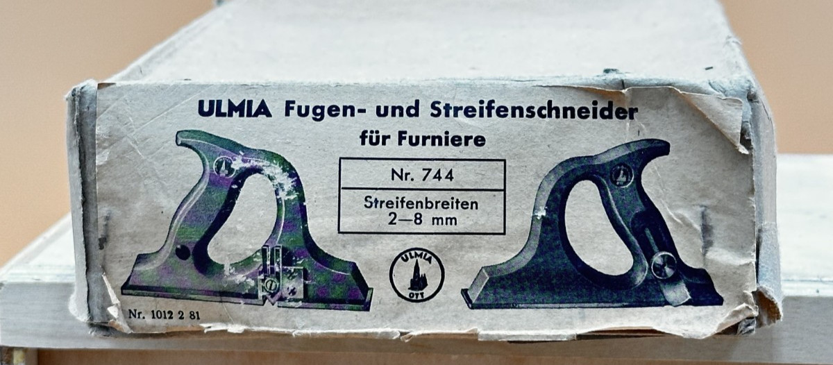 Vintage Ulmia No. 744 Veneer Slitting Plane Cutter German Wood Plane w/ Box VGC