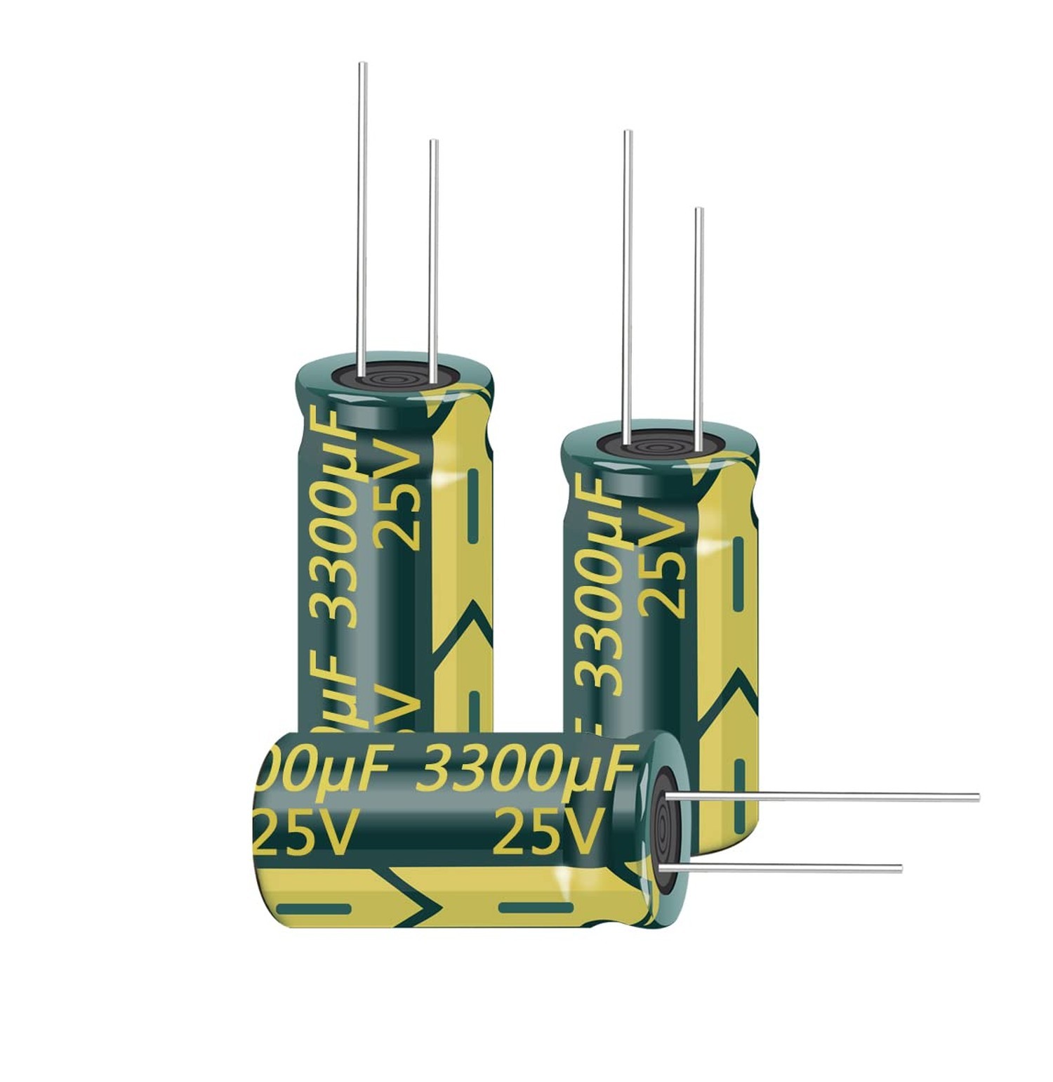 10pcs 25V 3300UF Capacitor 13X25mm(0.51x0.98in) High Frequency Aluminum Elect...