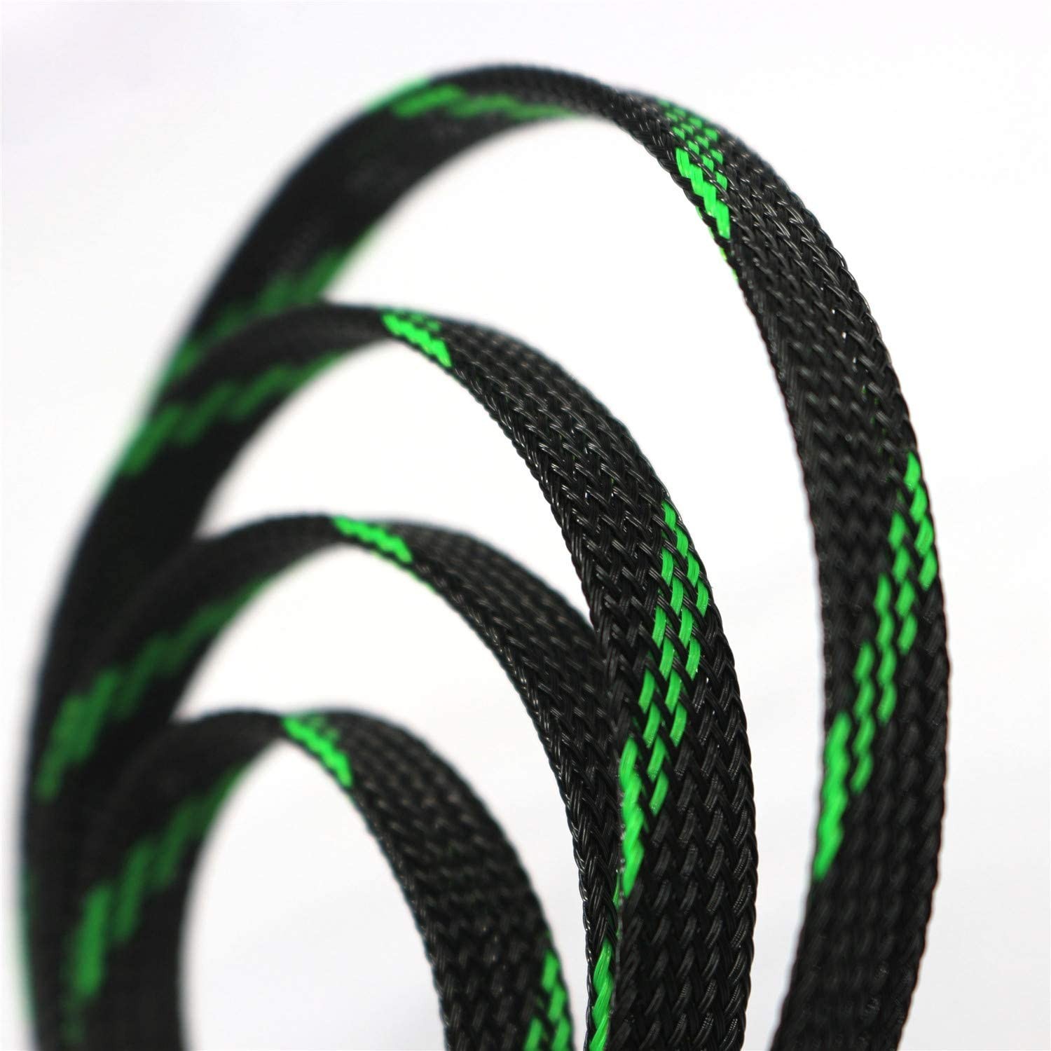 30ft PET Expandable Sleeving Wire Cable Sleeve 1/3, GreenBlack