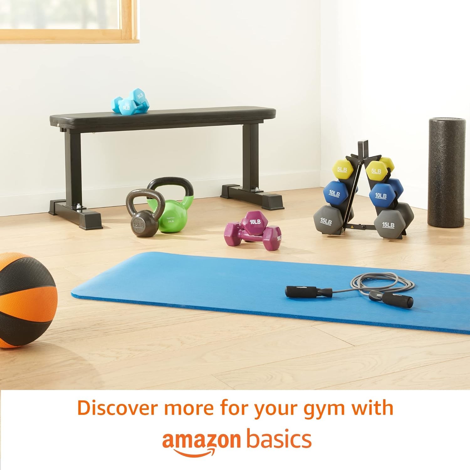 Amazon Basics Neoprene Dumbbell Hand Weights for Exercise 15 pound, Dark Grey