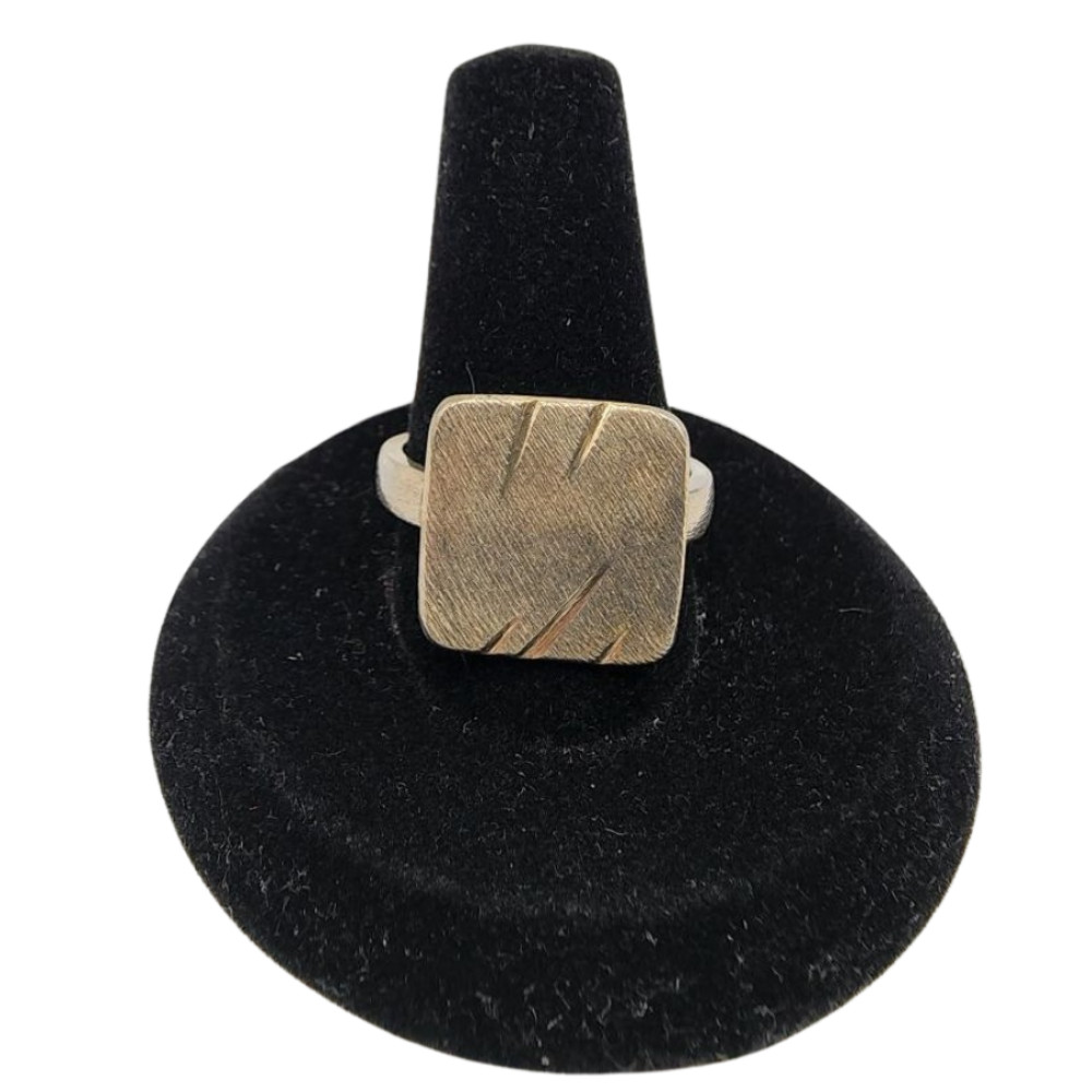 Engraved Square Sterling Ring | Jules Jewelbox
