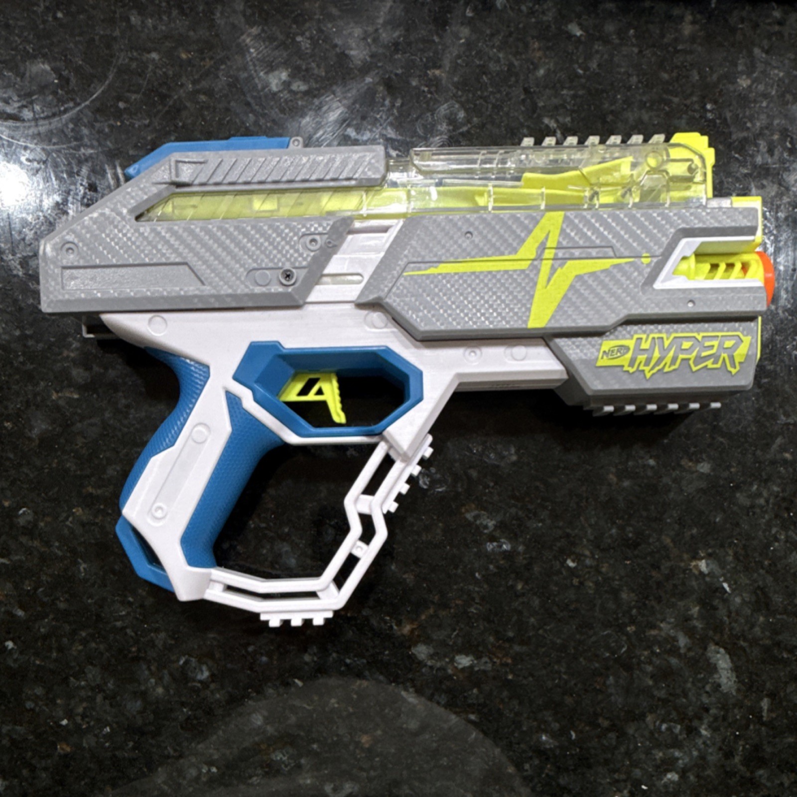 NERF Hyper Dart Gun Gray Blue Yellow Toy Blaster Foam Dart Shooter Kids Game
