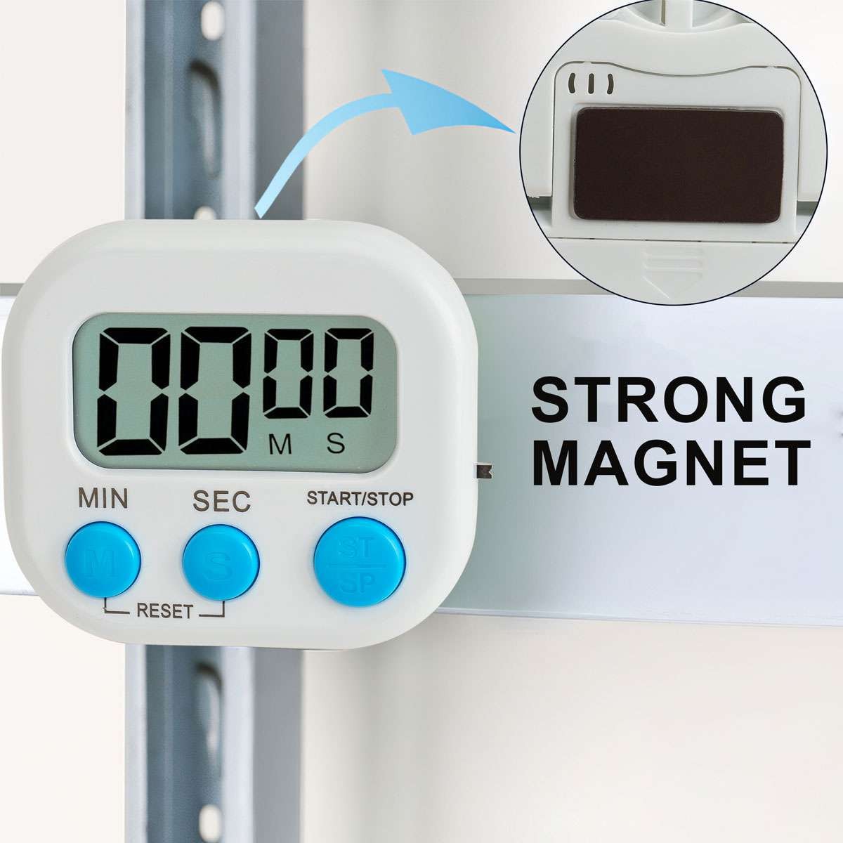 4X Kitchen Timer Magnetic LCD Digital Countdown Stopwatch With Stand Alarm Clock