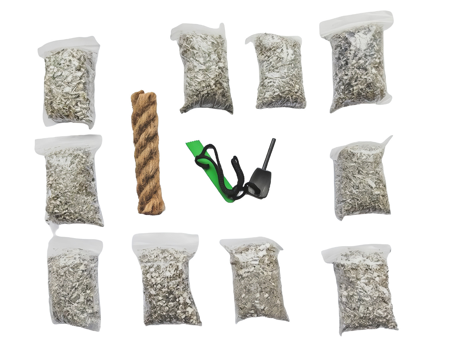 Emergency Fire Starter 10 Bags Magnesiums Ferro Rod Wax Rope For Camping Hiking