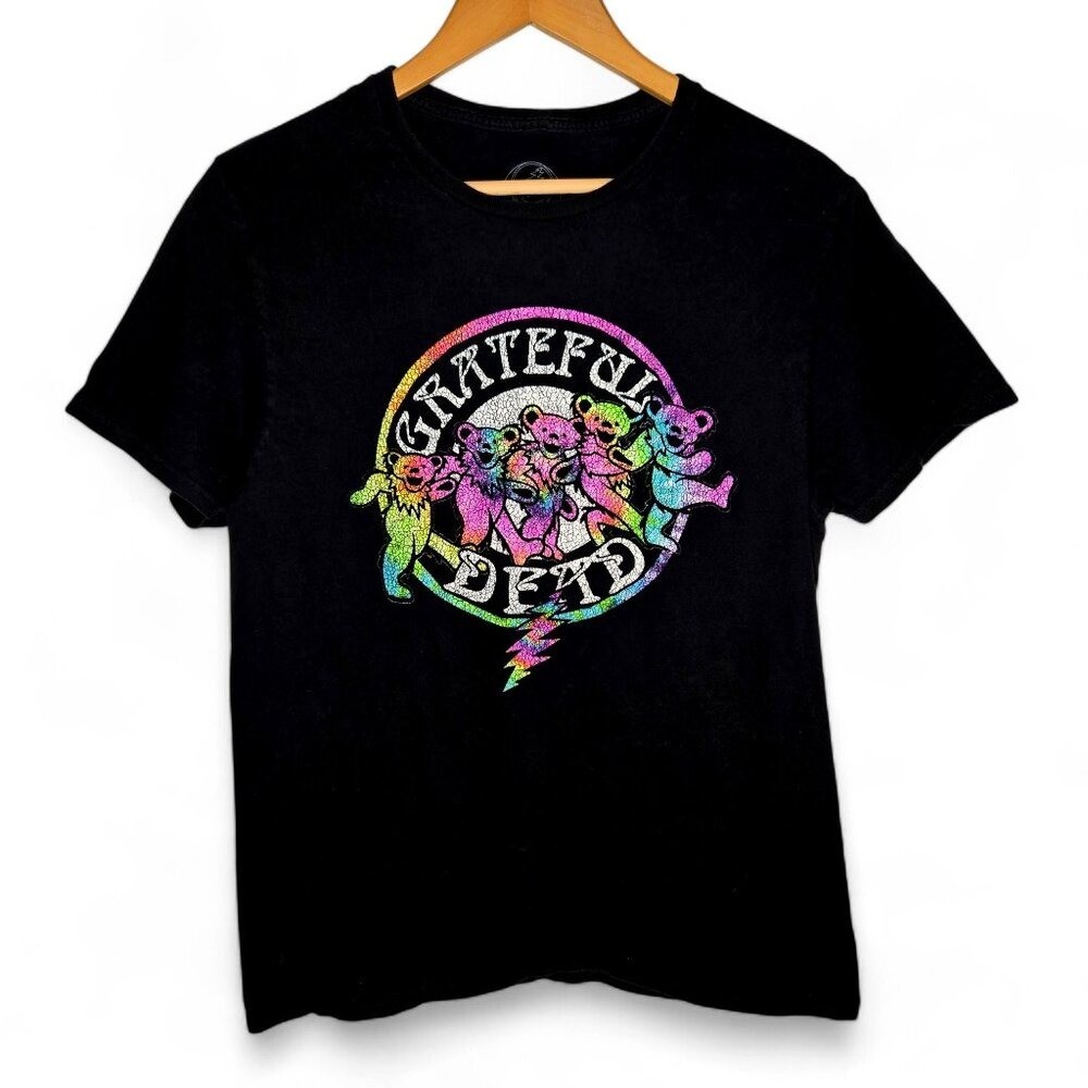 Grateful Dead Distressed Dancing Bear Shirt Men's Rainbow Colors Jam Band Rock M