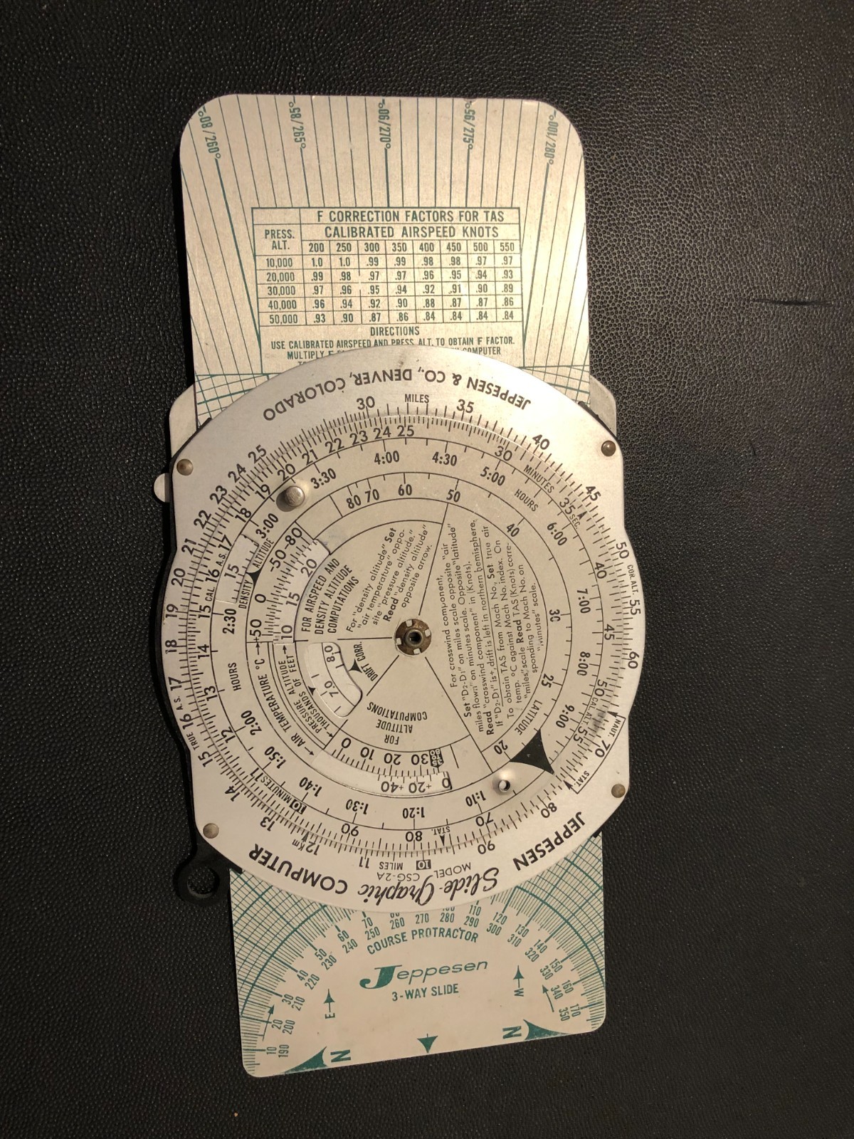 Vintage Jeppesen Sanderson CSG-2A Slide Rule Graphic Aviation Flight Calculator