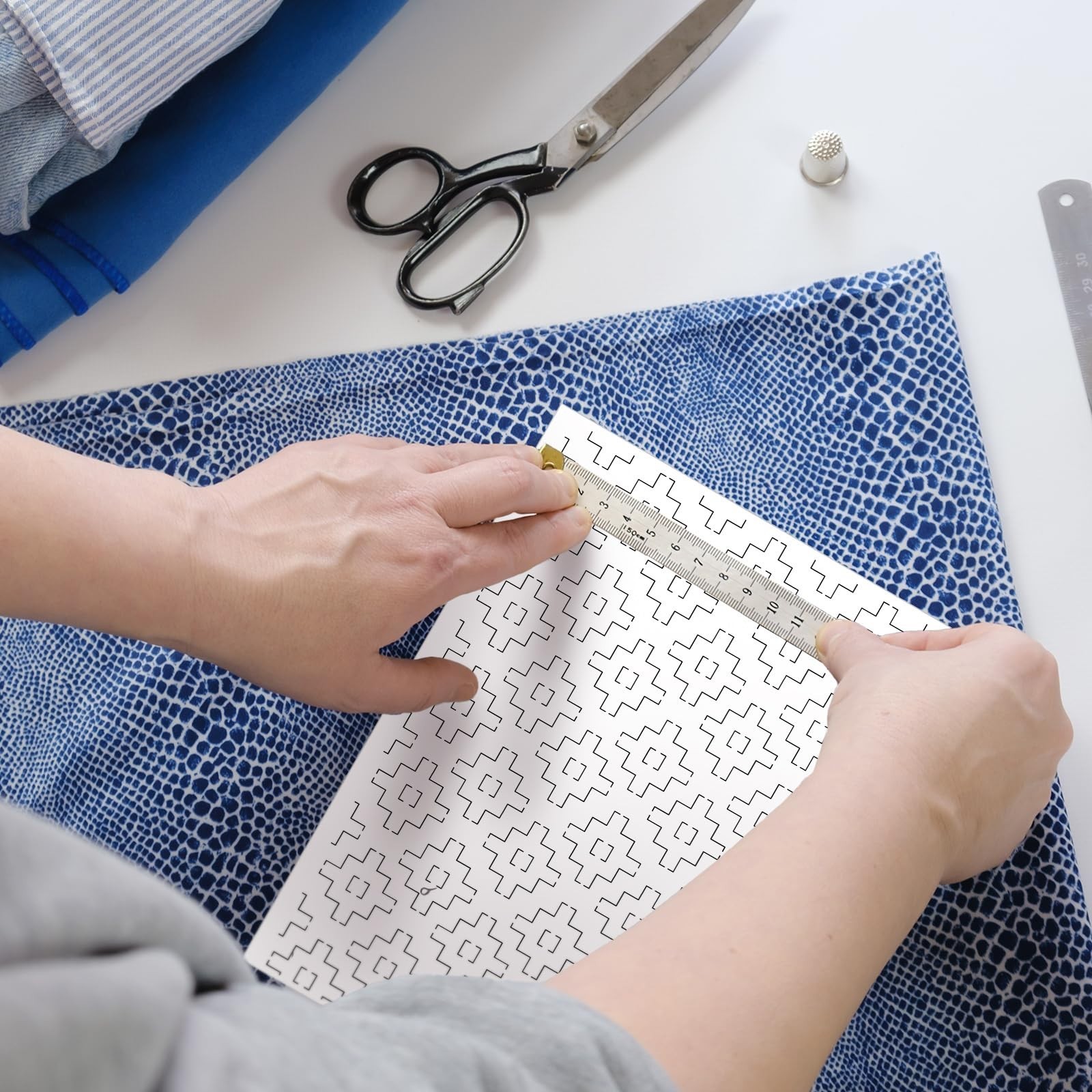 24pcs Sashiko Stencil Patterns - Water Soluble Embroidery Transfer Templates for