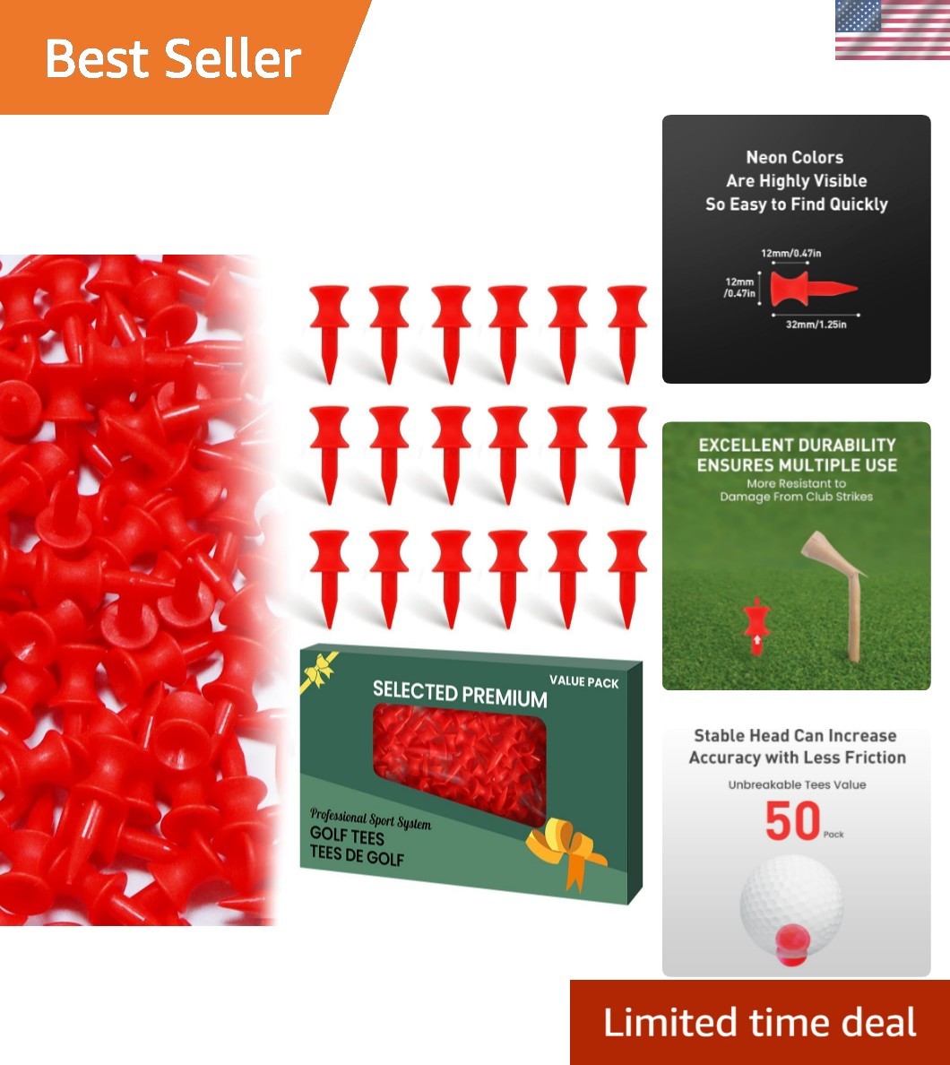 Golf Tees Step Down Plastic Unbreakable 50 Pack Reusable Bulk Professional He...