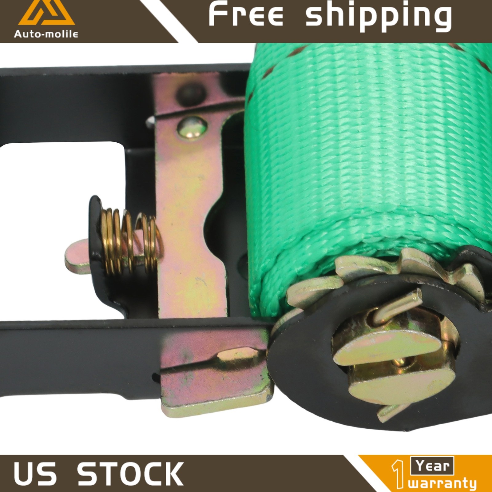 E Track Wheel Chock Tie Down System 8' Green Ratchet Straps Durable Secure Cargo
