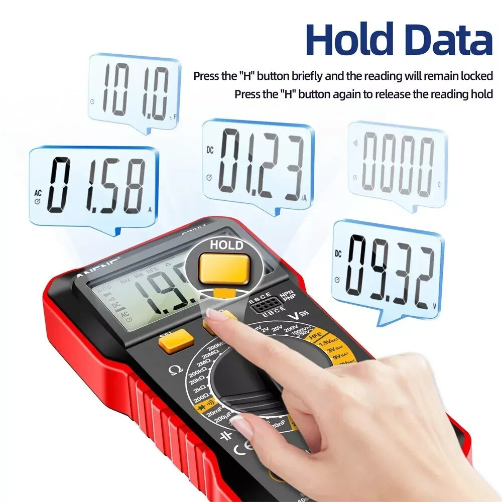 SZ304 Multifunction 1999 Counts Digital Multimeter True RMS Handheld Test Leads
