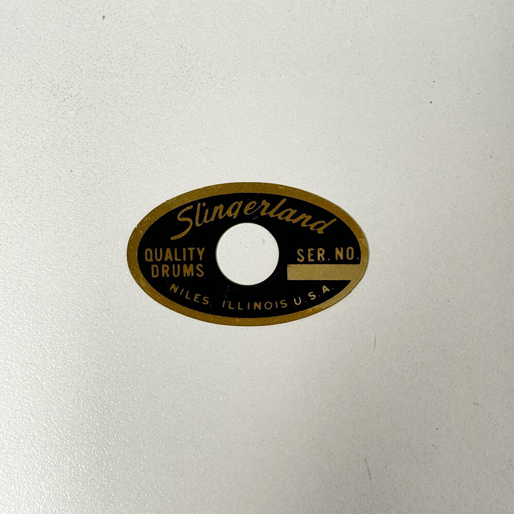 DRUM BADGE 1962-1970 Slingerland Niles ILLINOIS Black & Brass Badge