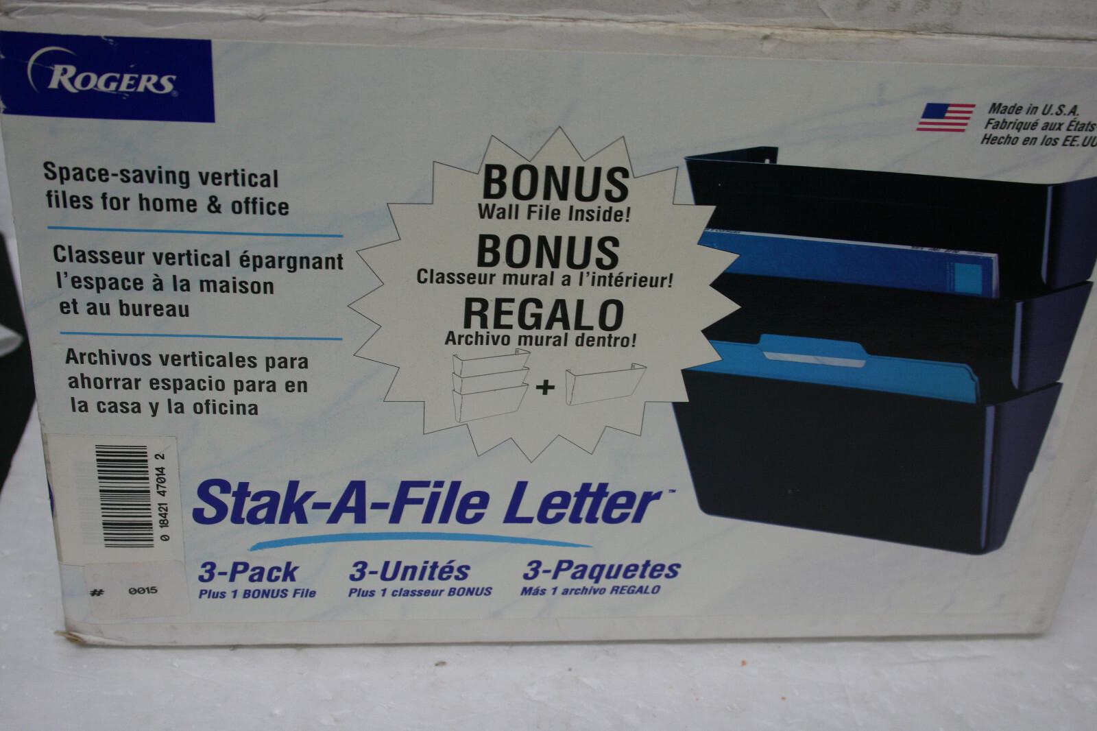 Rogers Stak-a-file clear wall files set of 4 count.Brand NEW Free Shipping