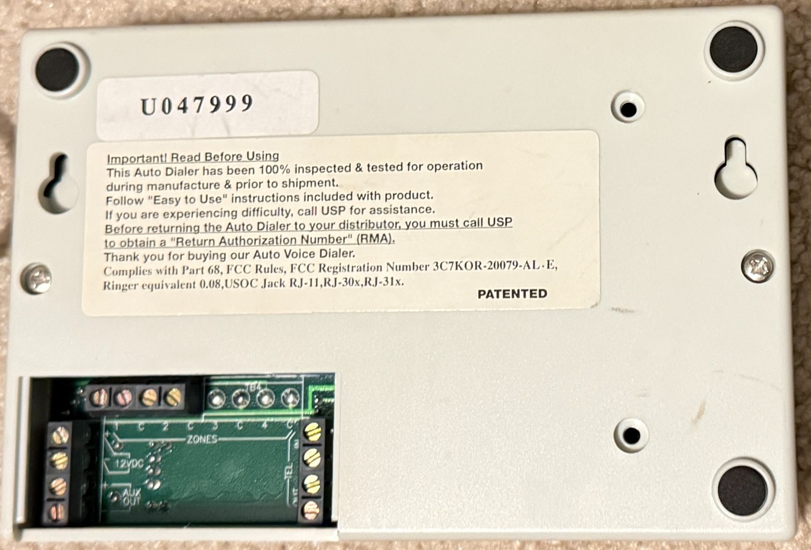 United Security Products AD-2001 DL