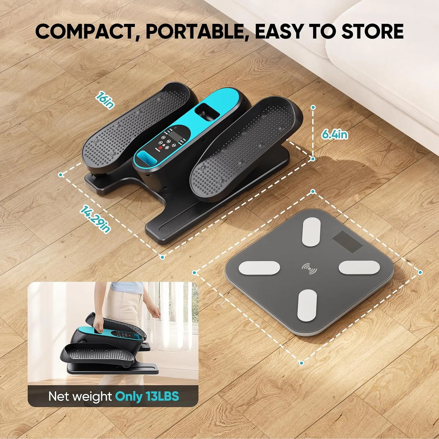 Under Desk Elliptical Machine Electric Leg Exerciser 12 Speed With Remote Con...