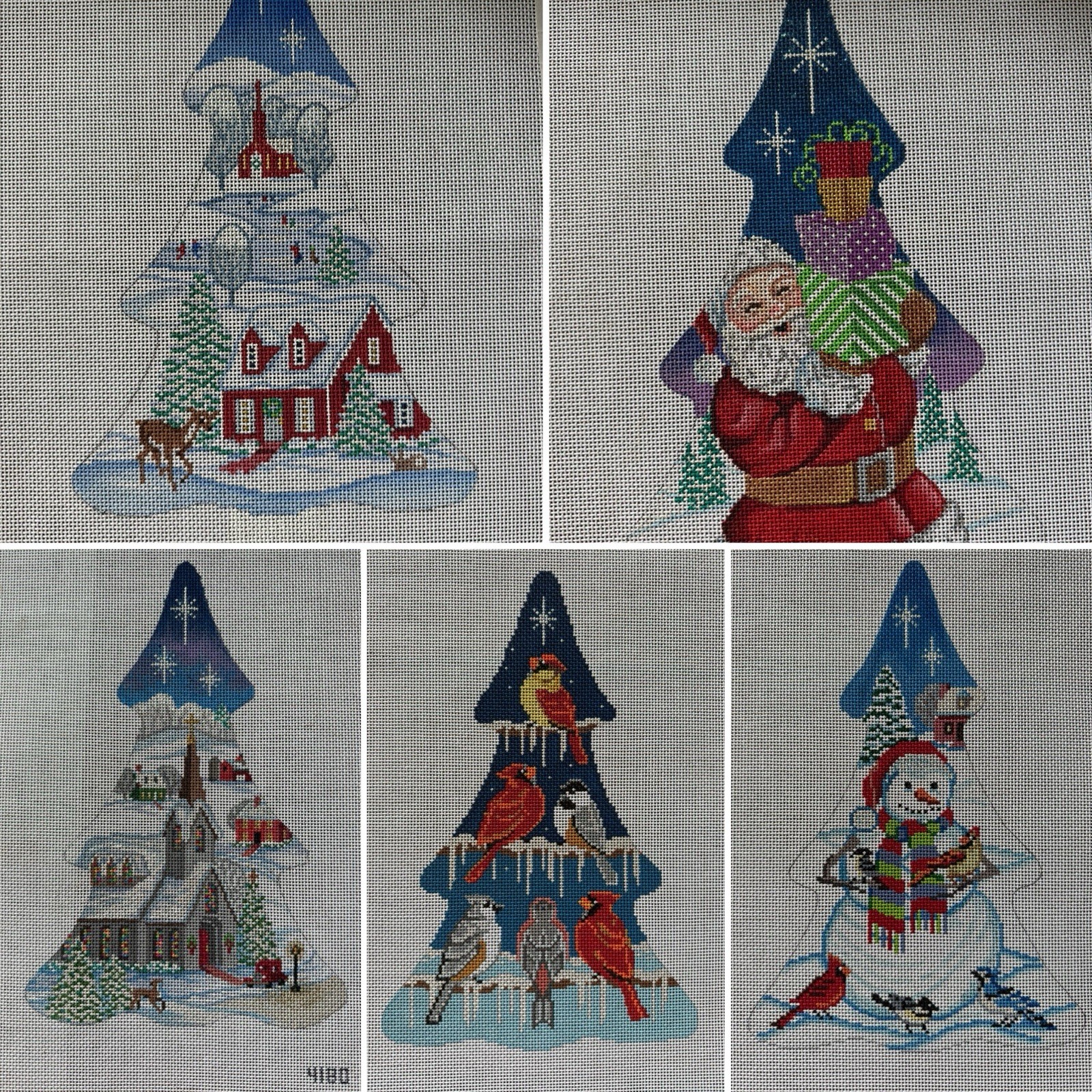 Hand Painted Needlepoint Canvases - Christmas Tree Standups