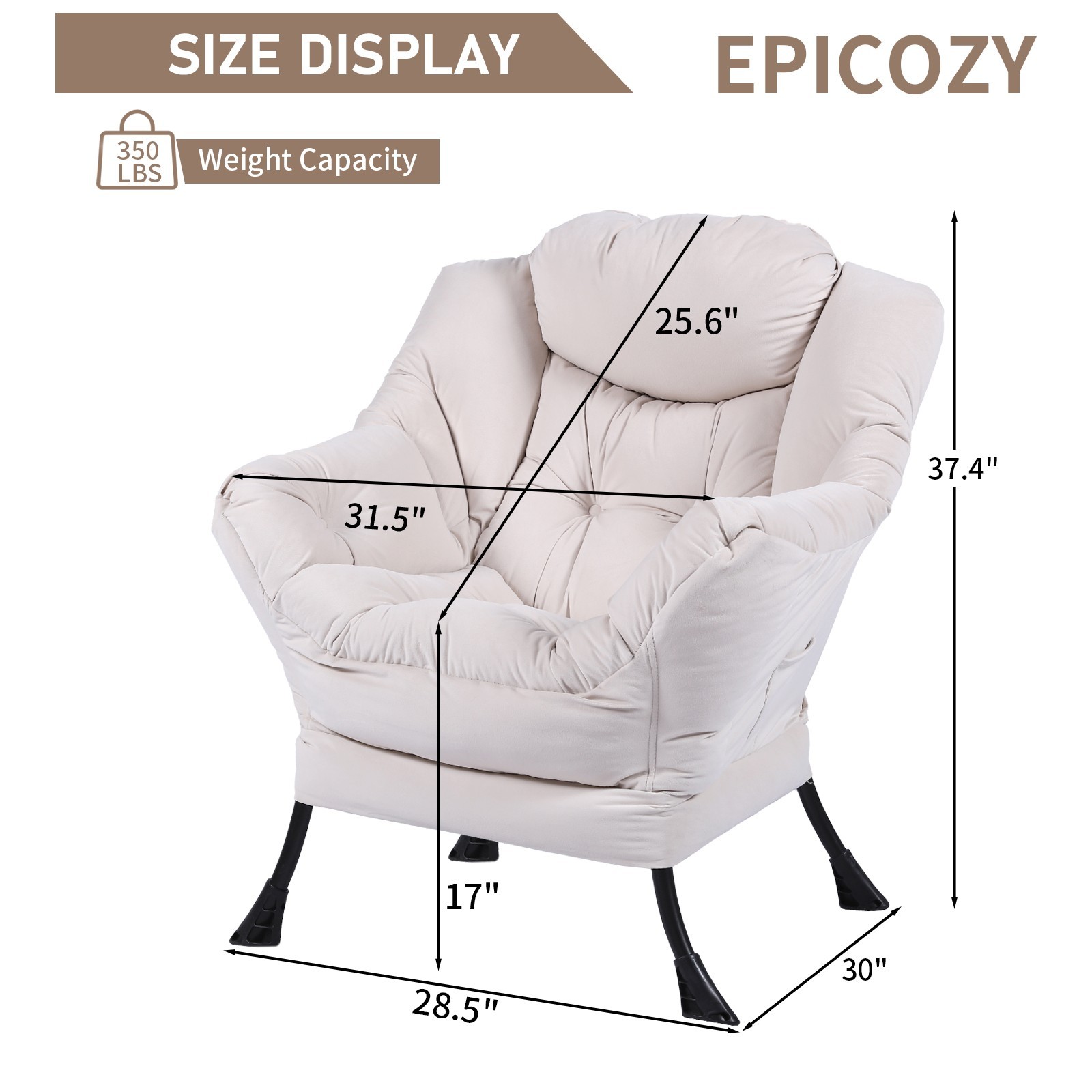 Modern Lazy Chair Lounge Accent Chair with Armrests Comfy Leisure Sofa Armchair