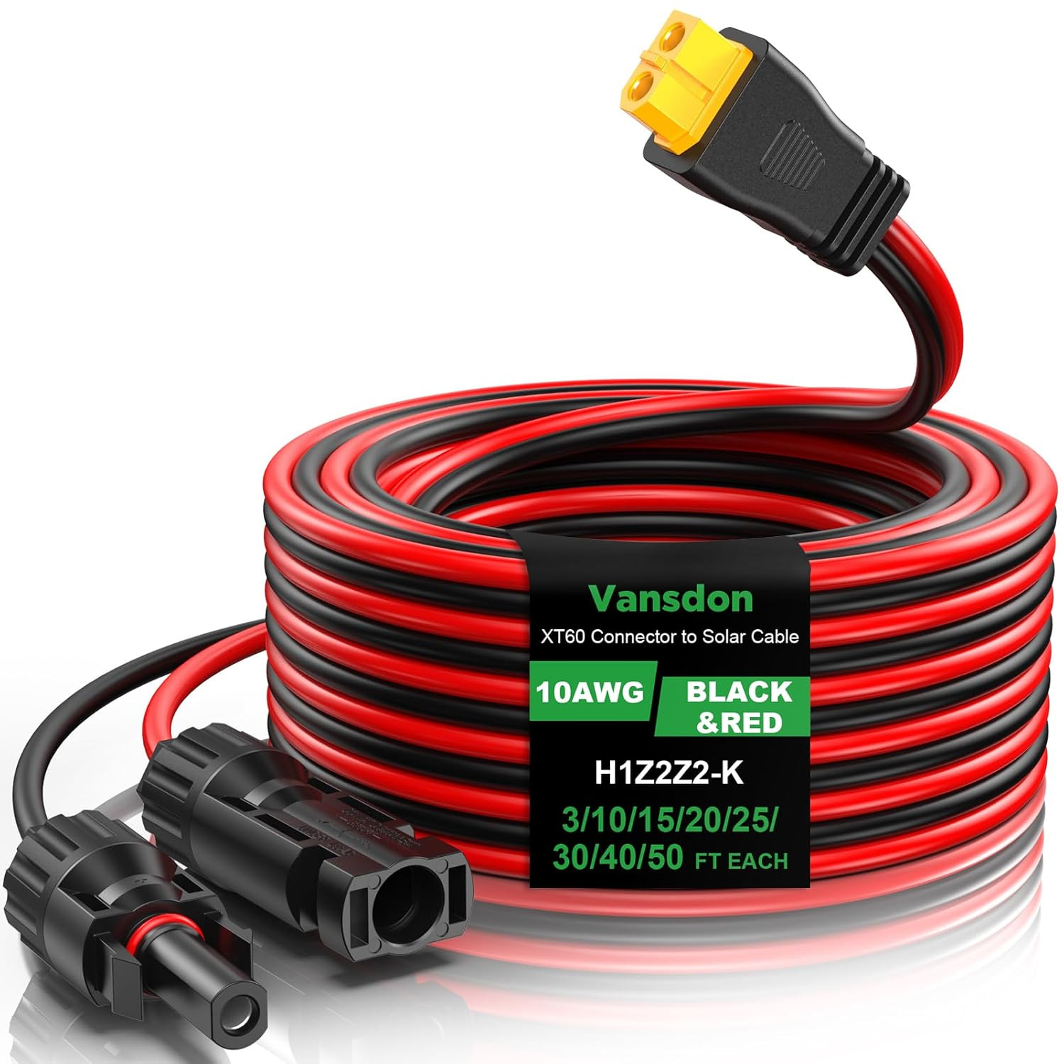 10AWG XT60 Solar Cable- Solar to XT60 Cable 3 10 15 20 25 40 50FT