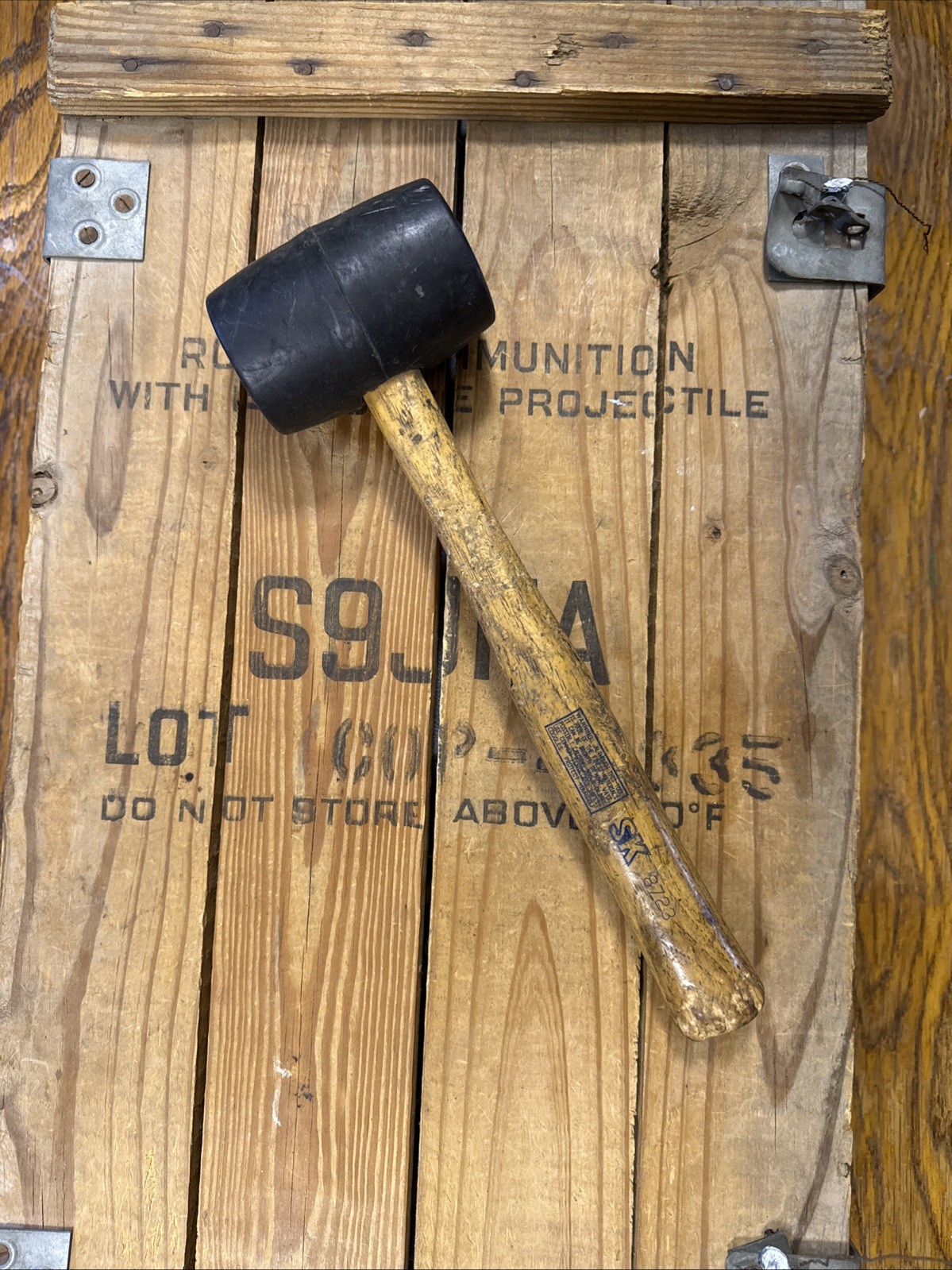 Vtg S-K 8723 Rubber Mallet Hammer w/ Hickory Handle USA Nice Free Ship
