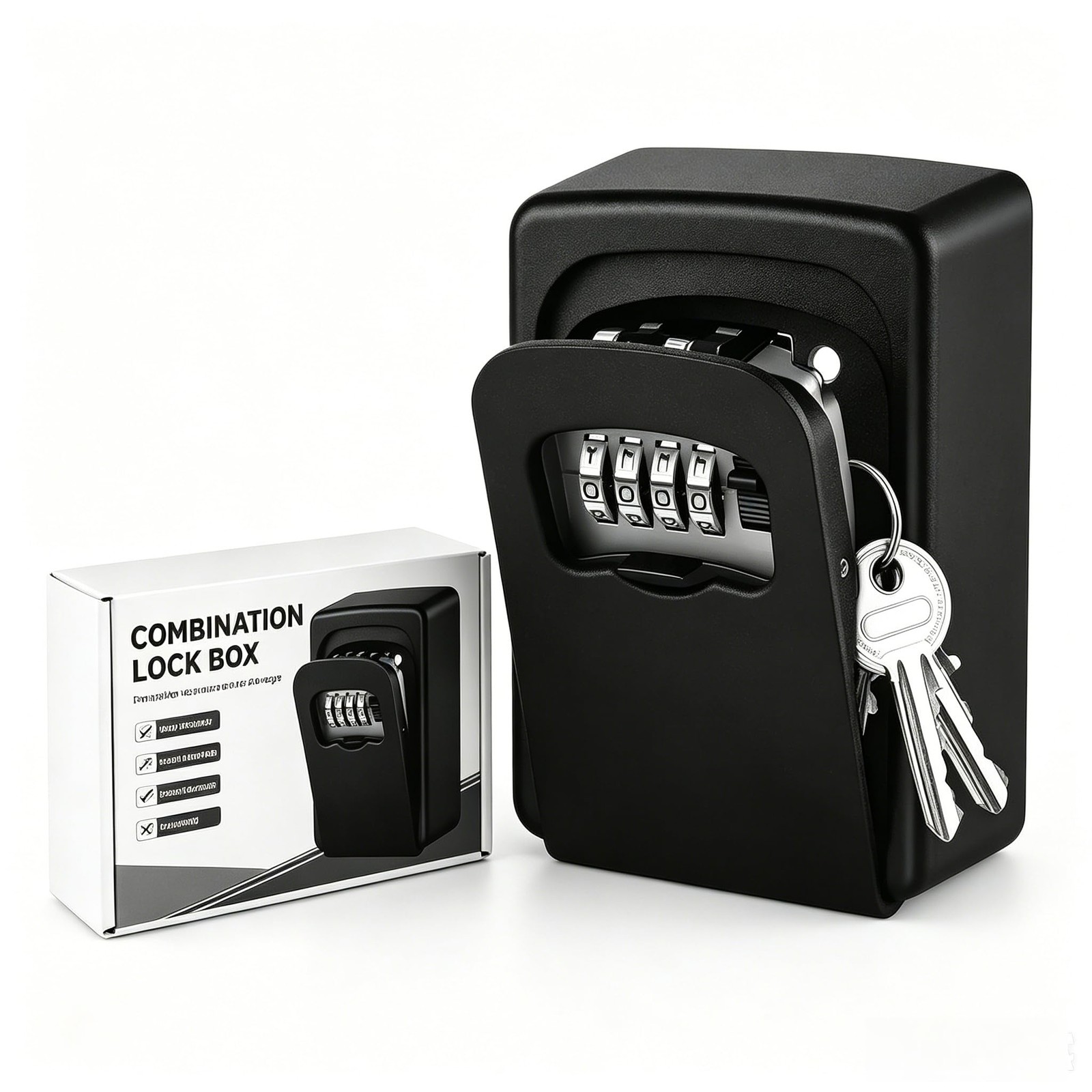 Key Lock Box for Outside - Sturdy and Durable 1-Quantity, Black