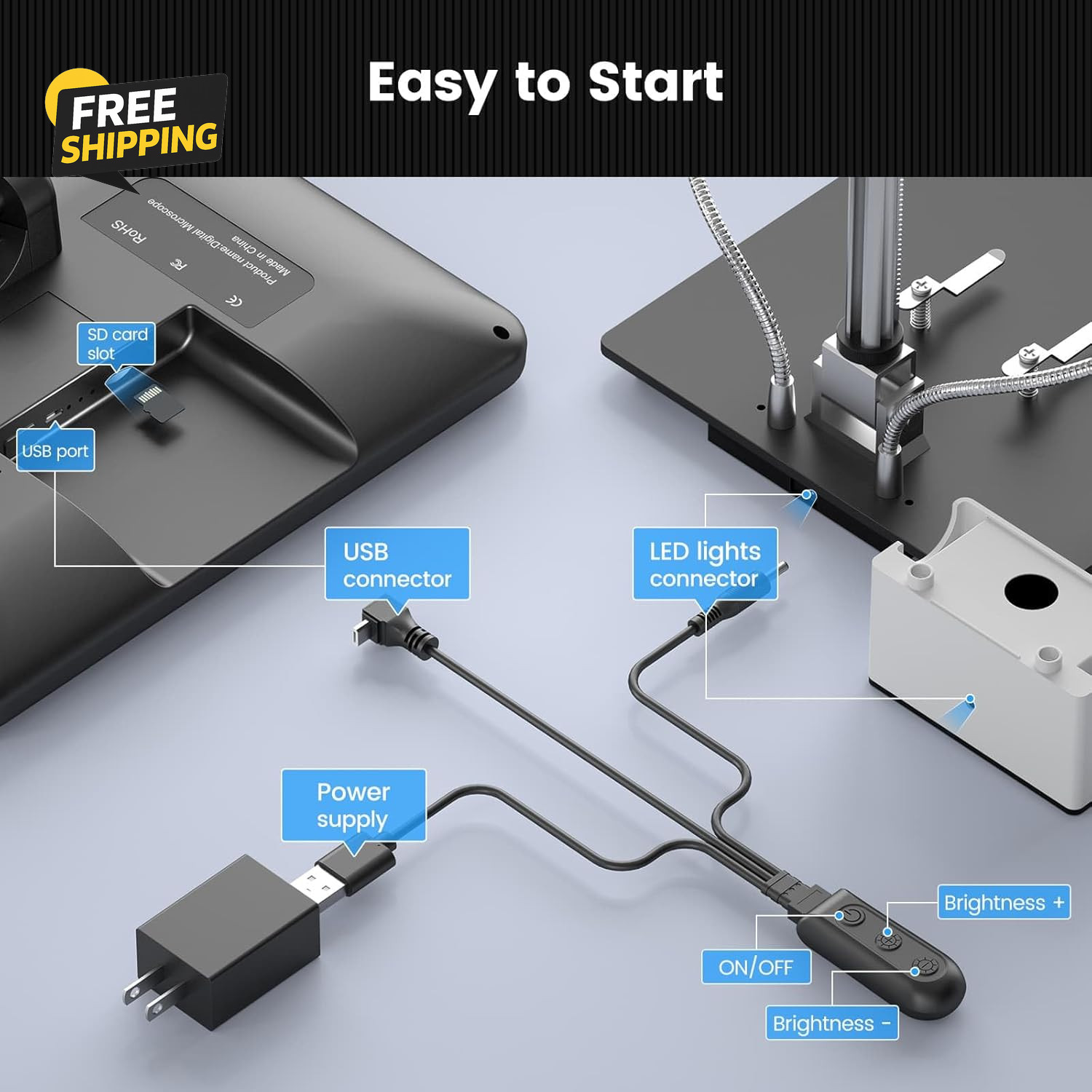 AD210 10.1 Inch LCD Digital Microscope for Adults, Soldering Microscope